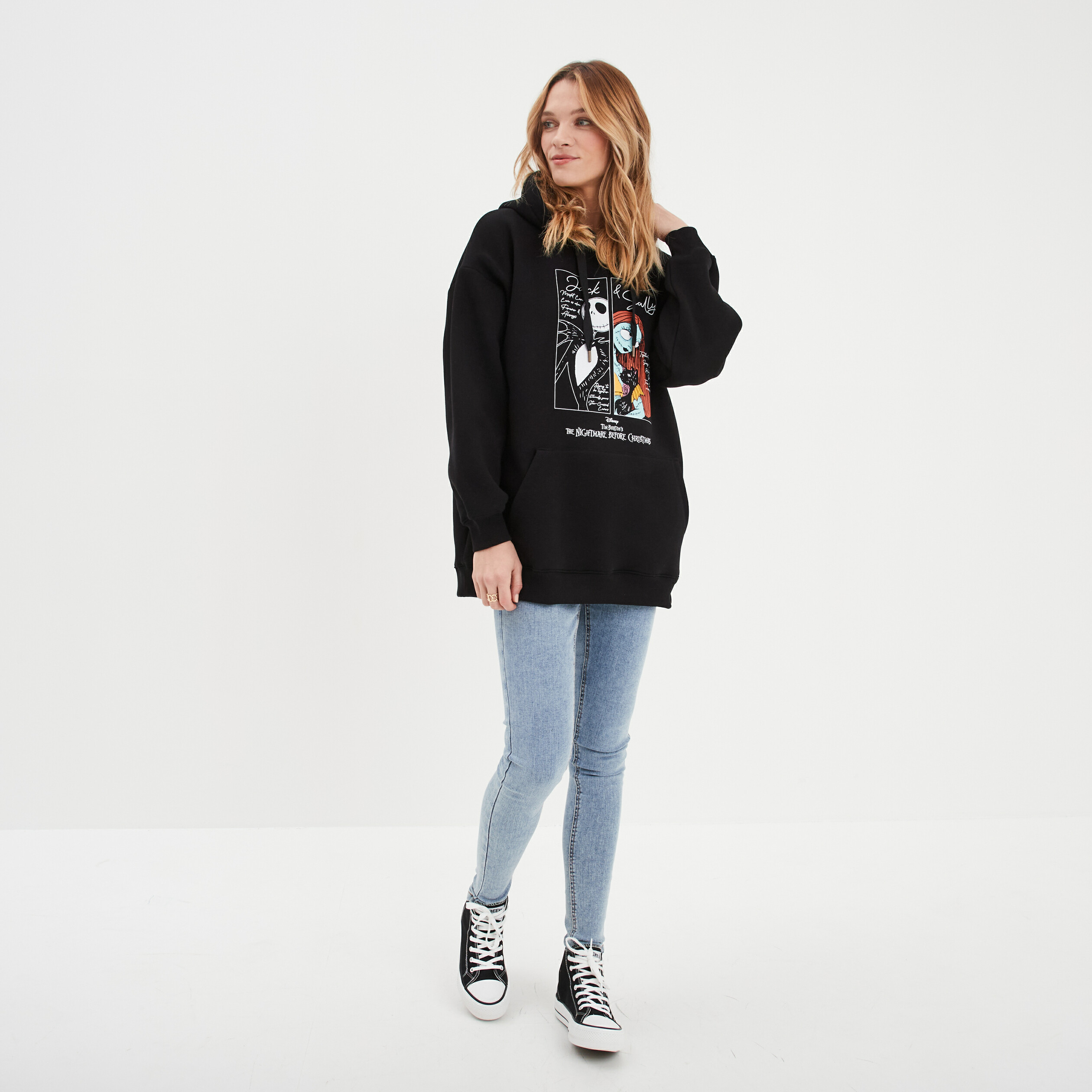 sweat hoodie etrange noel mr jack noir femme Sweat hoodie Étrange Noël Mr Jack noir femme