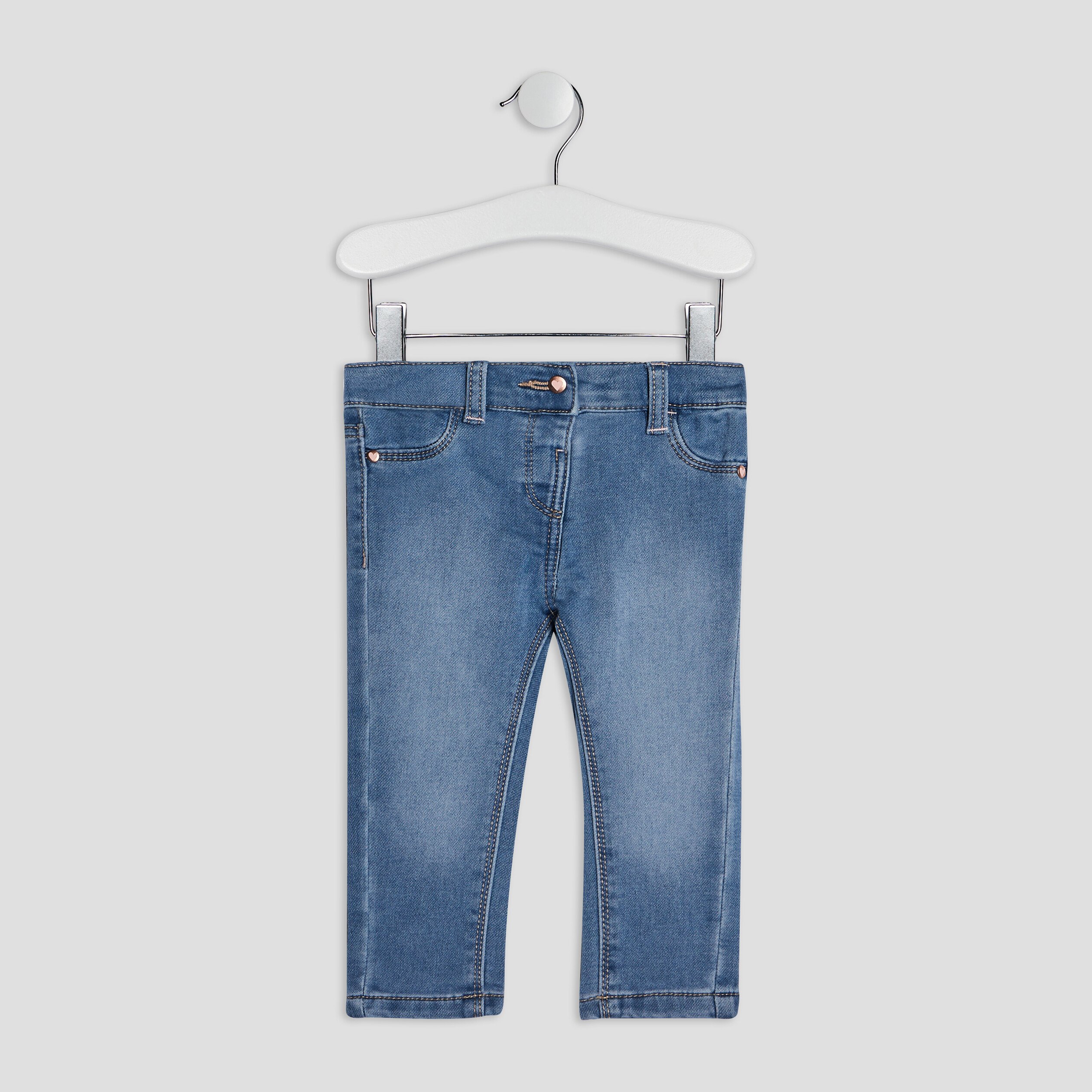 Jean slim ajusté 4 poches denim stone bébé fille