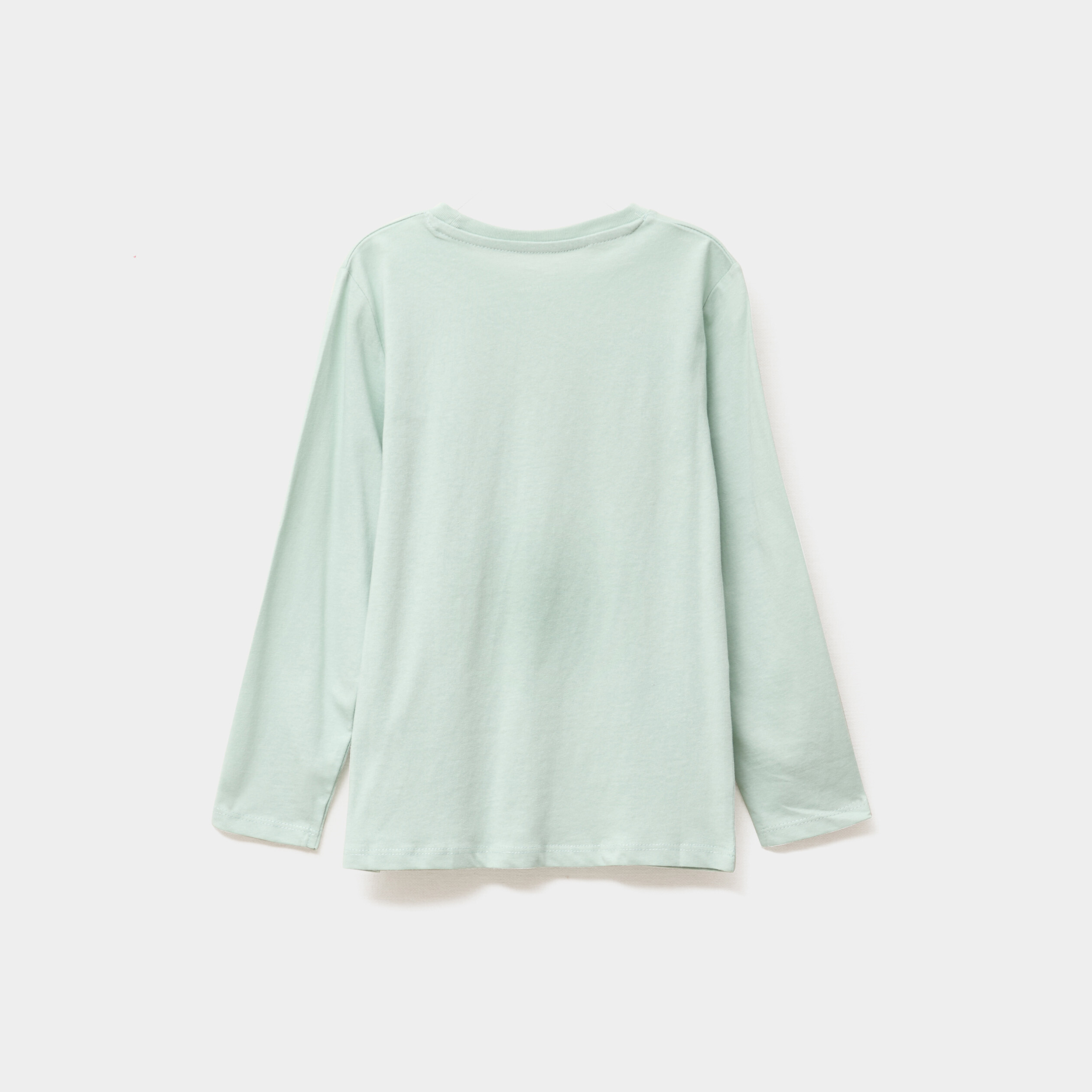 t shirt col rond manches longues coton vert pastel garcon T-shirt col rond manches longues coton vert pastel garçon