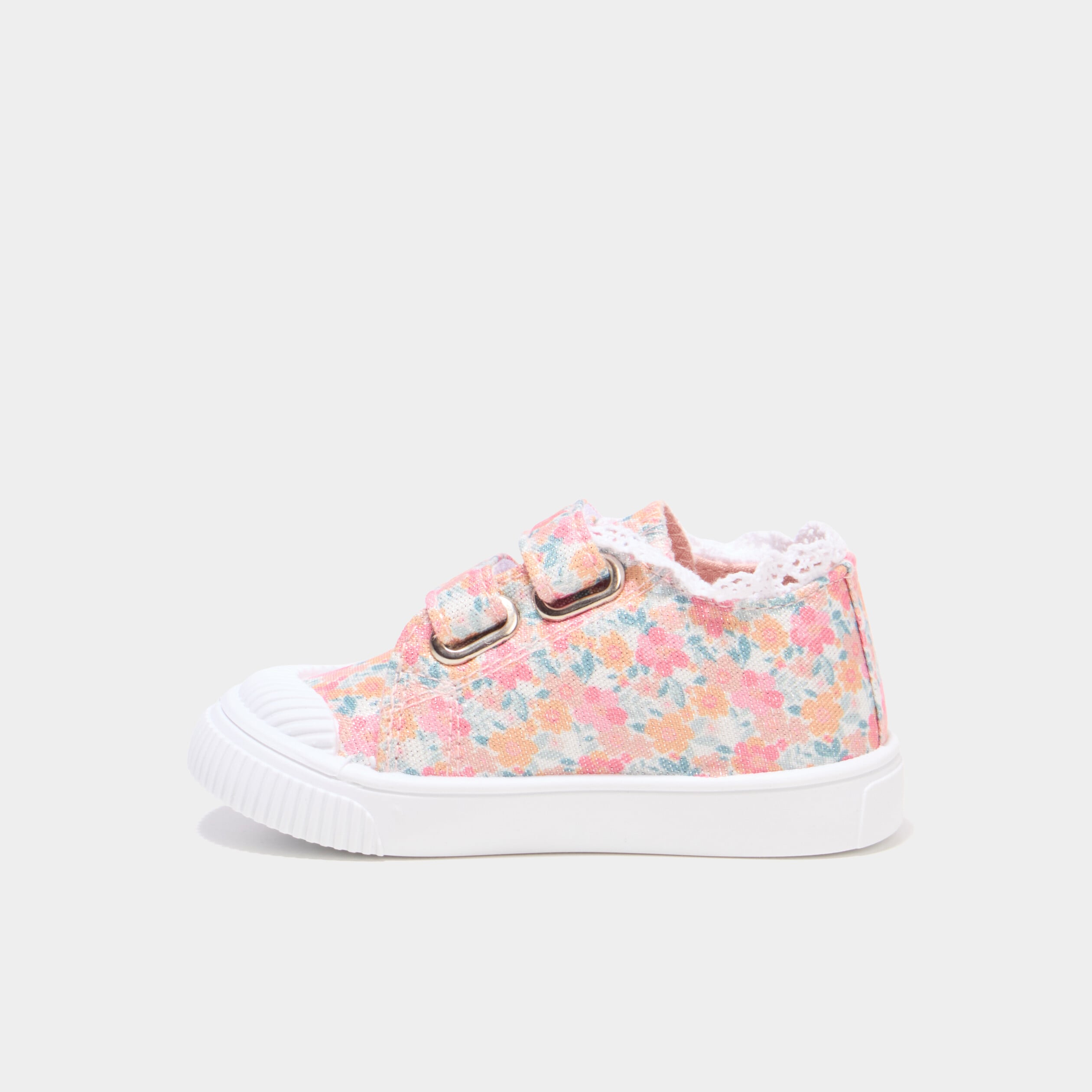Tennis basses renforc&eacute;es semelle souple multicolore b&eacute;b&eacute; fille