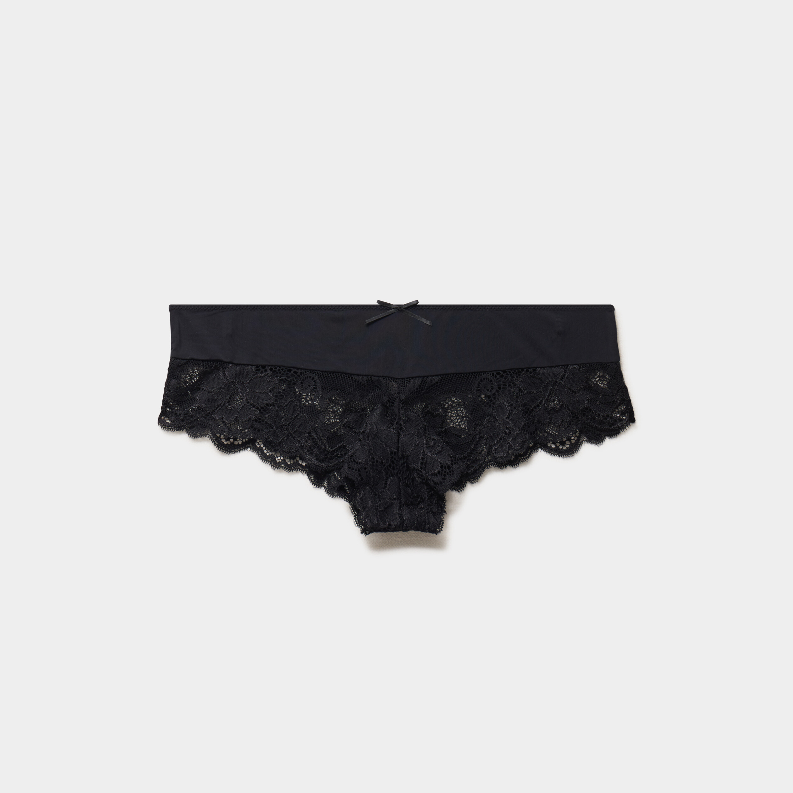 Shorty microfibre avec dentelle noir femme