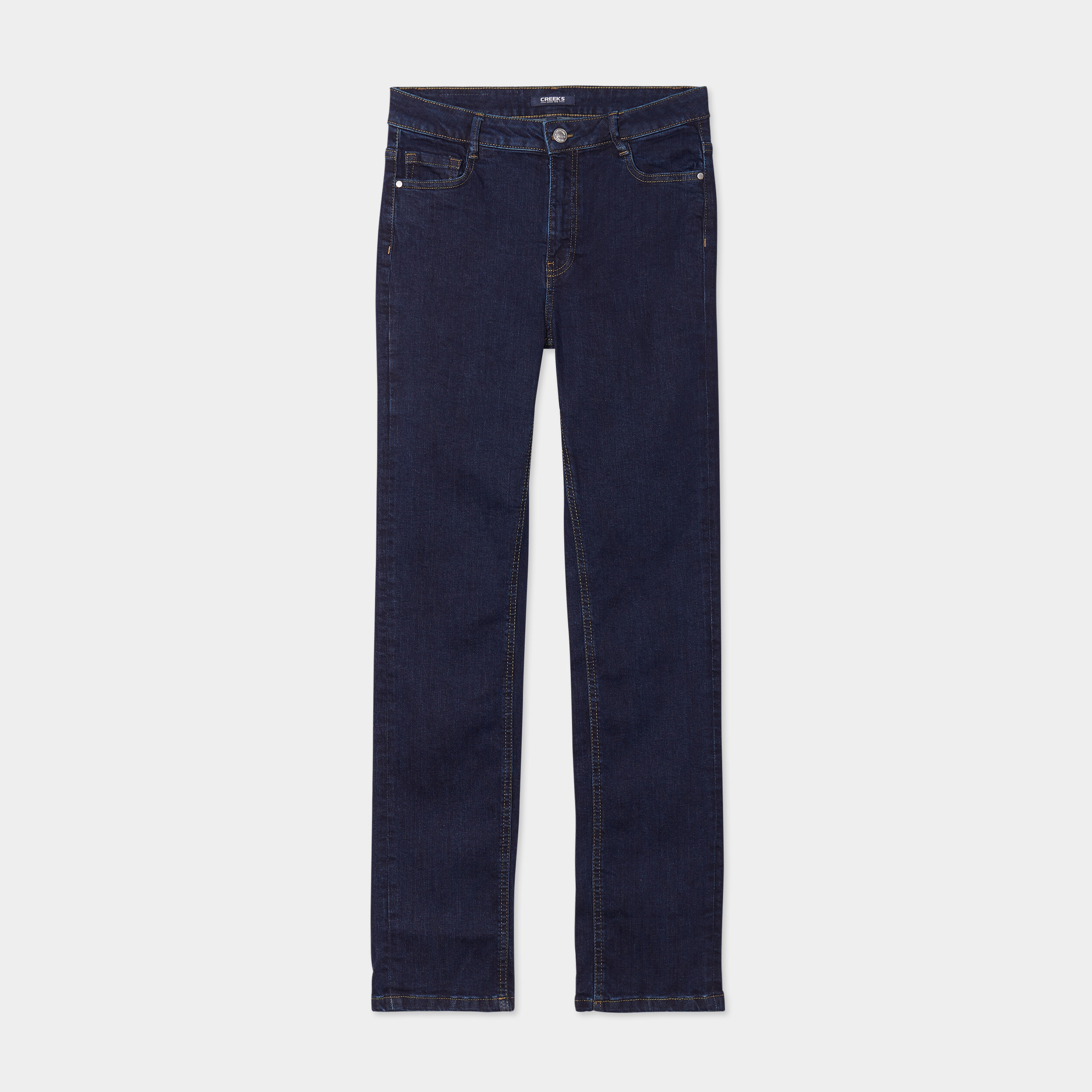 Jeans regular 5 poches coton denim brut femme