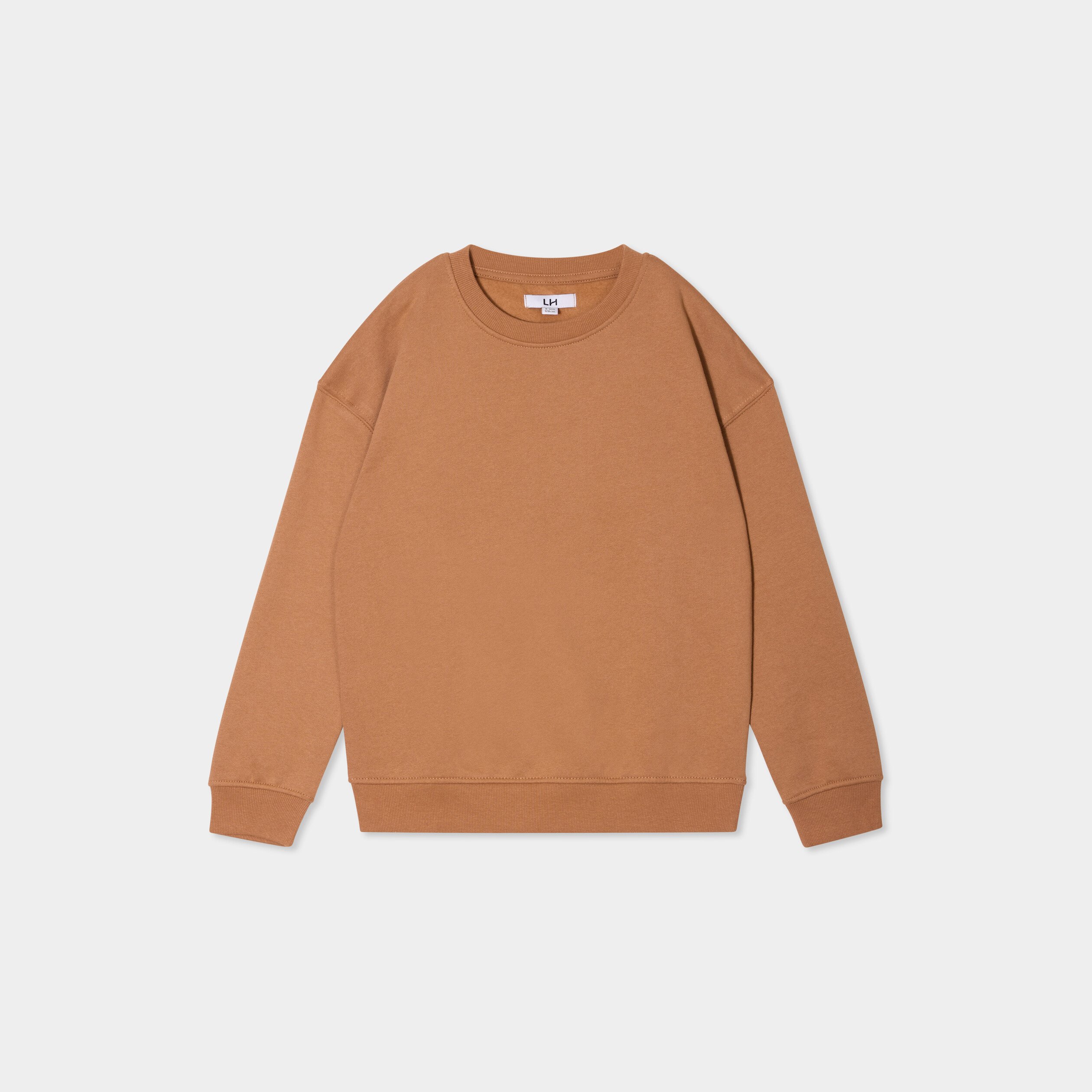 Sweat oversize manches longues col rond camel garçon