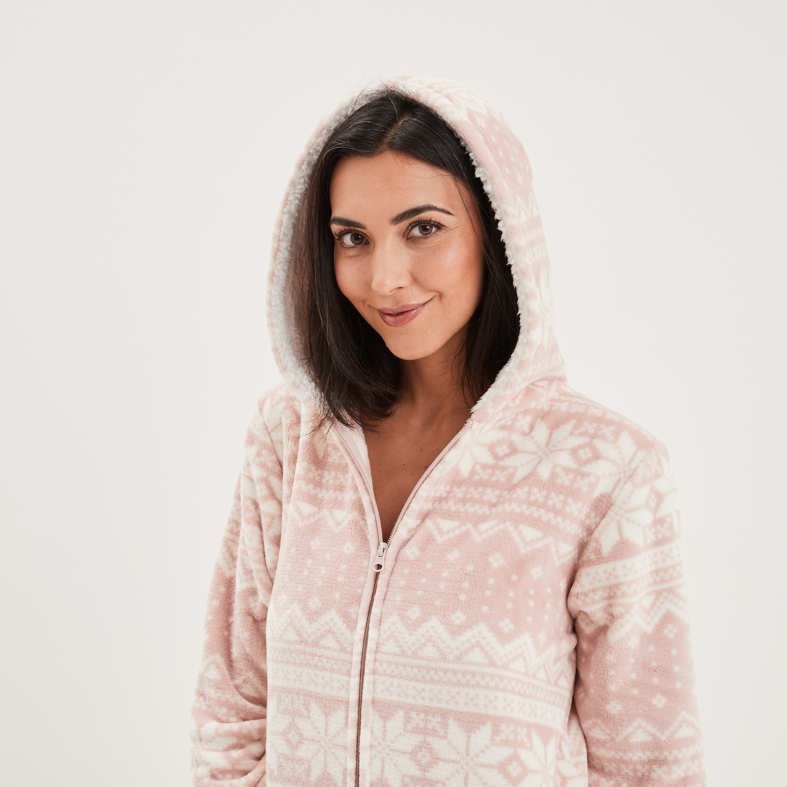 combinaison pyjama pilou a capuche rose femme Combinaison pyjama pilou à capuche rose femme
