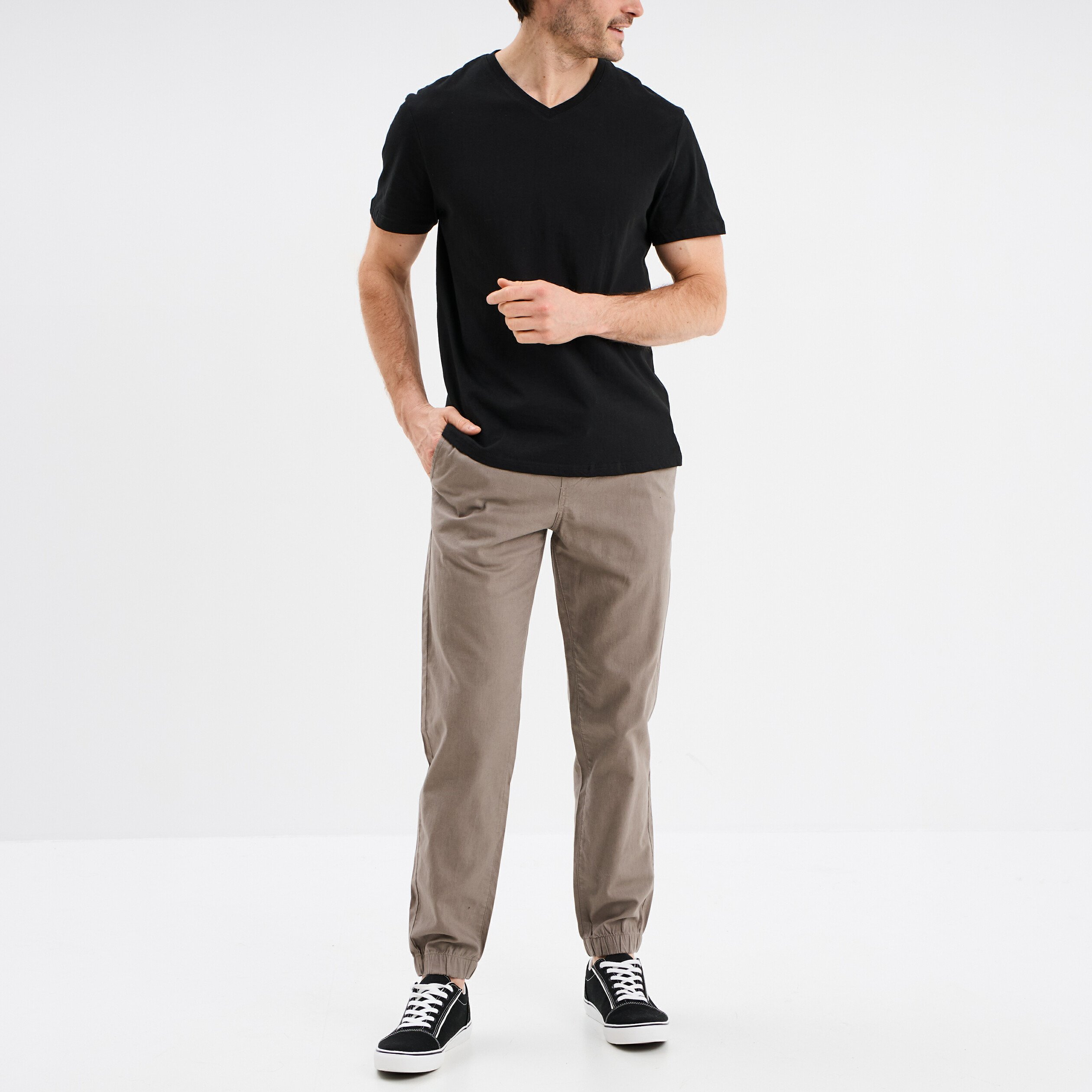 pantalon de jogging en lin melange gris homme Pantalon de jogging en lin mélangé gris homme
