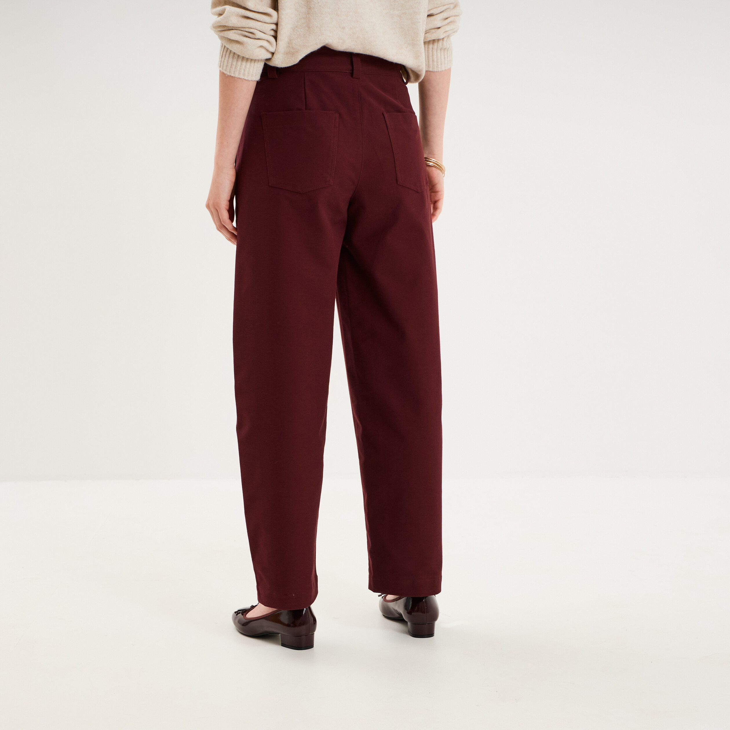 Pantalon ballon taille haute violet fonc&eacute; femme