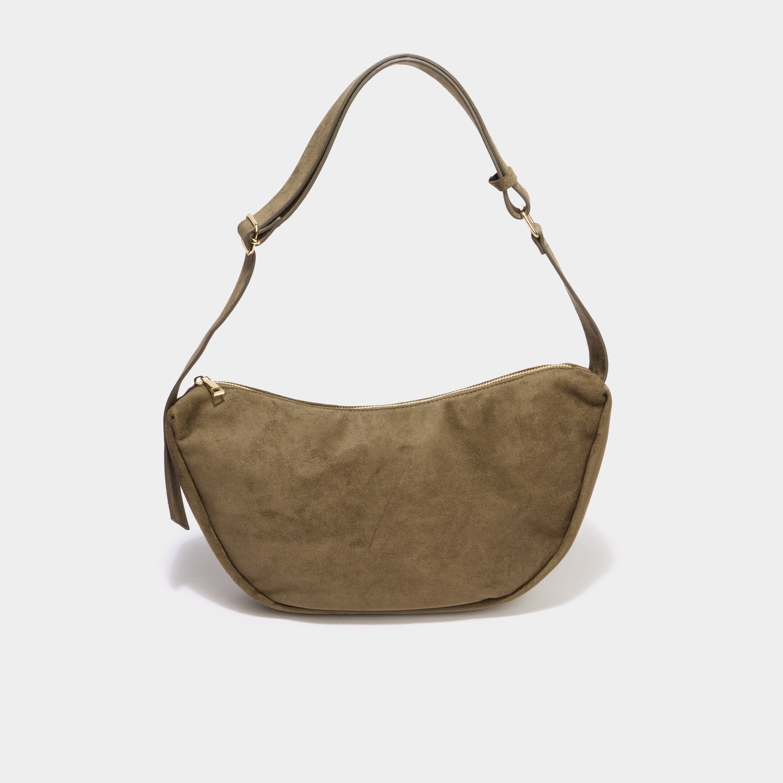 Sac banane effet su&eacute;dine vert kaki femme