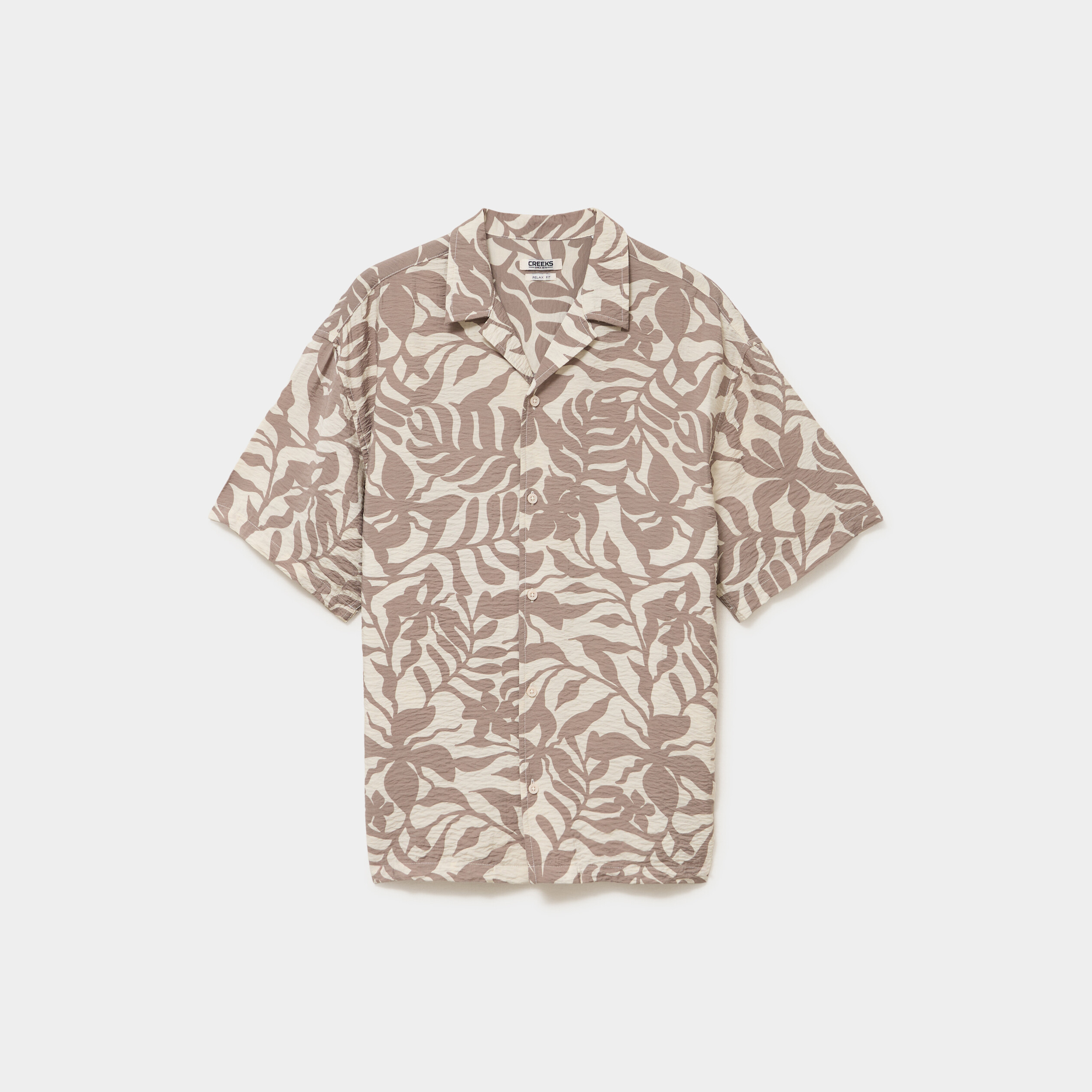 Chemise l&eacute;g&egrave;re textur&eacute;e manches courtes beige homme