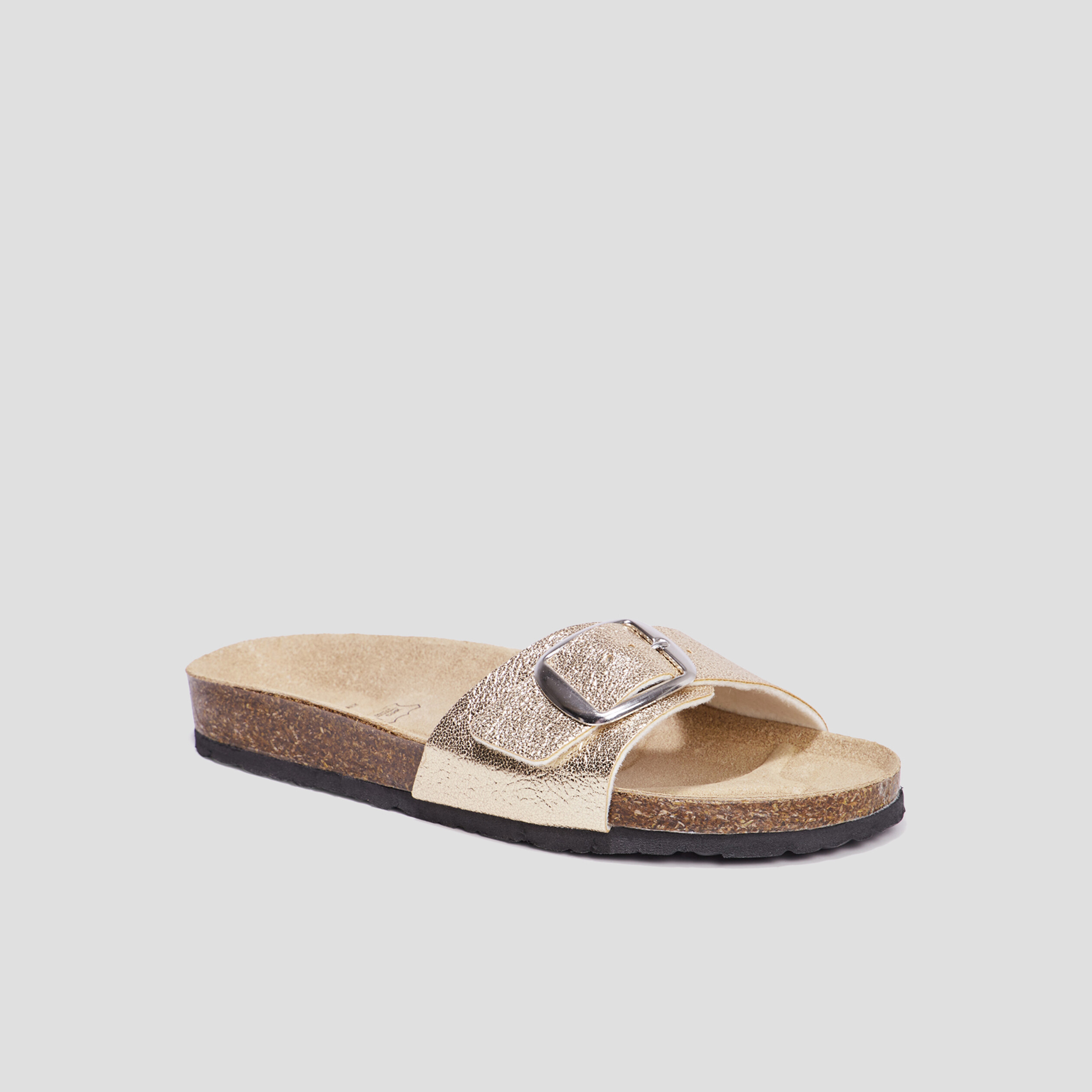 Mules effet metallise jaune or femme La Halle