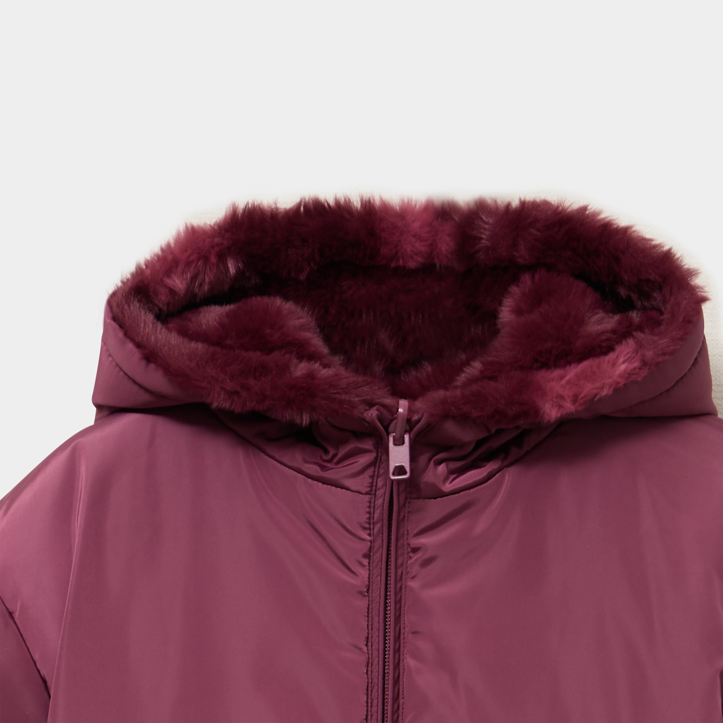 Veste r&eacute;versible &agrave; capuche bordeaux fille