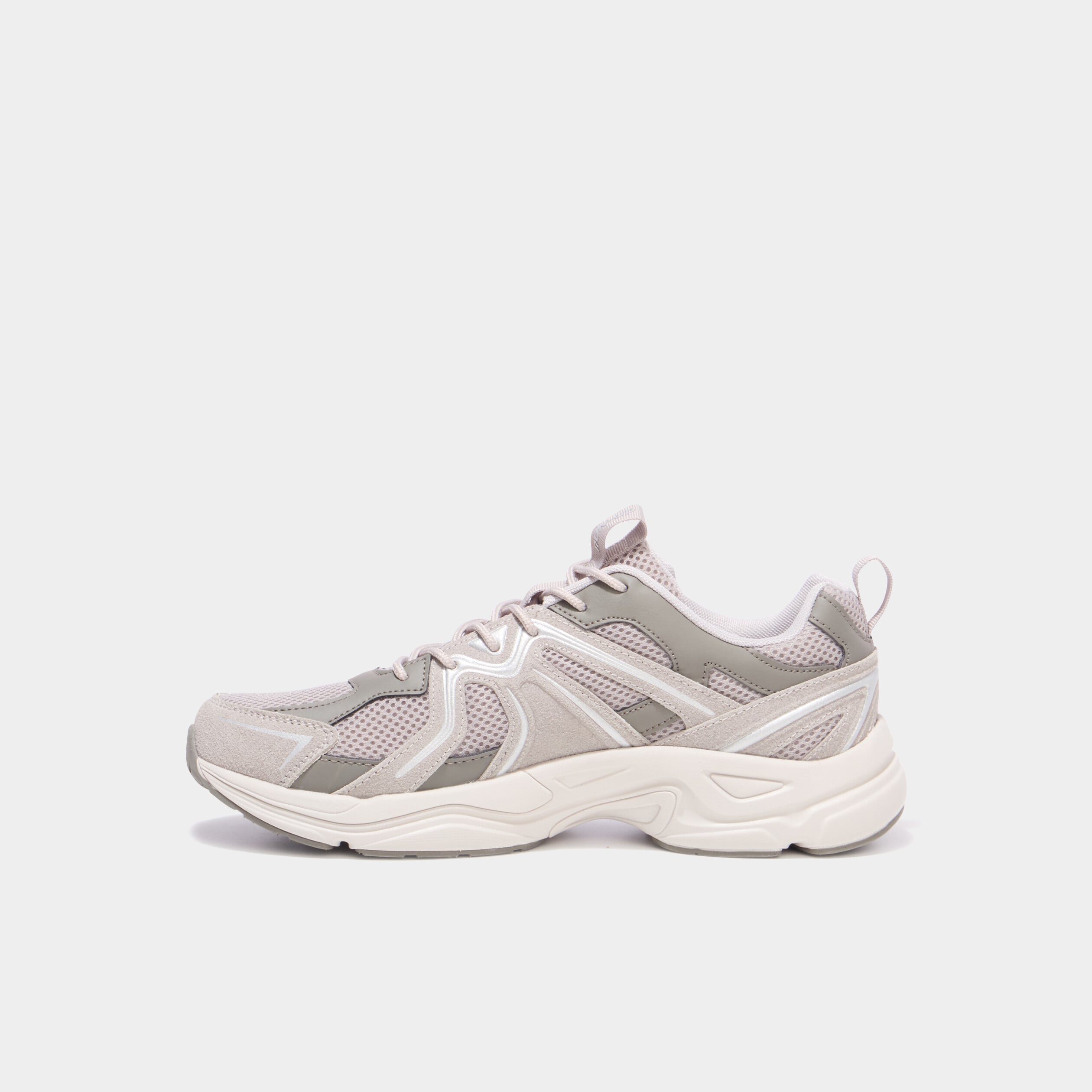 Baskets running &agrave; lacets gris argent homme