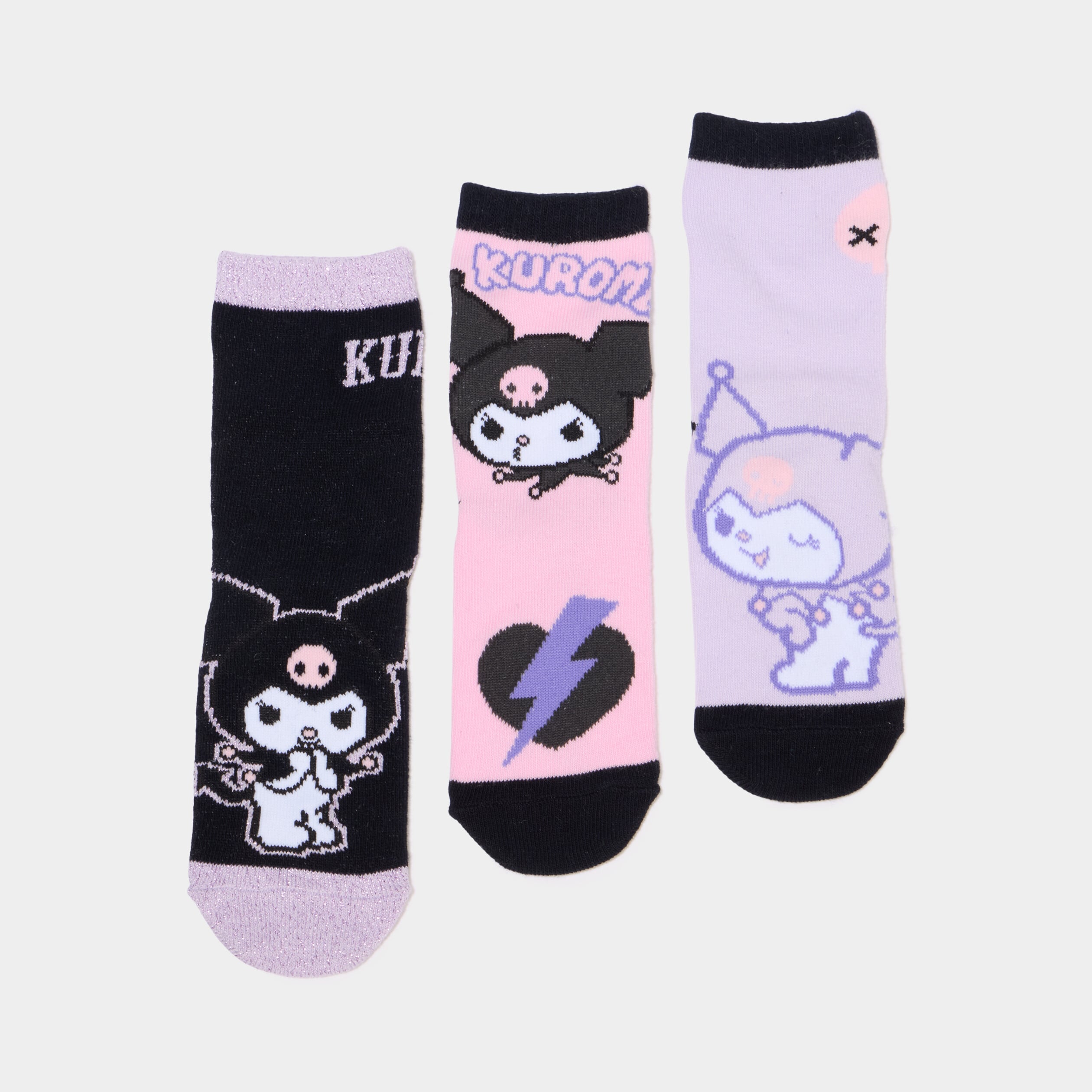 Lot 3 paires chaussettes Kuromi parme fille