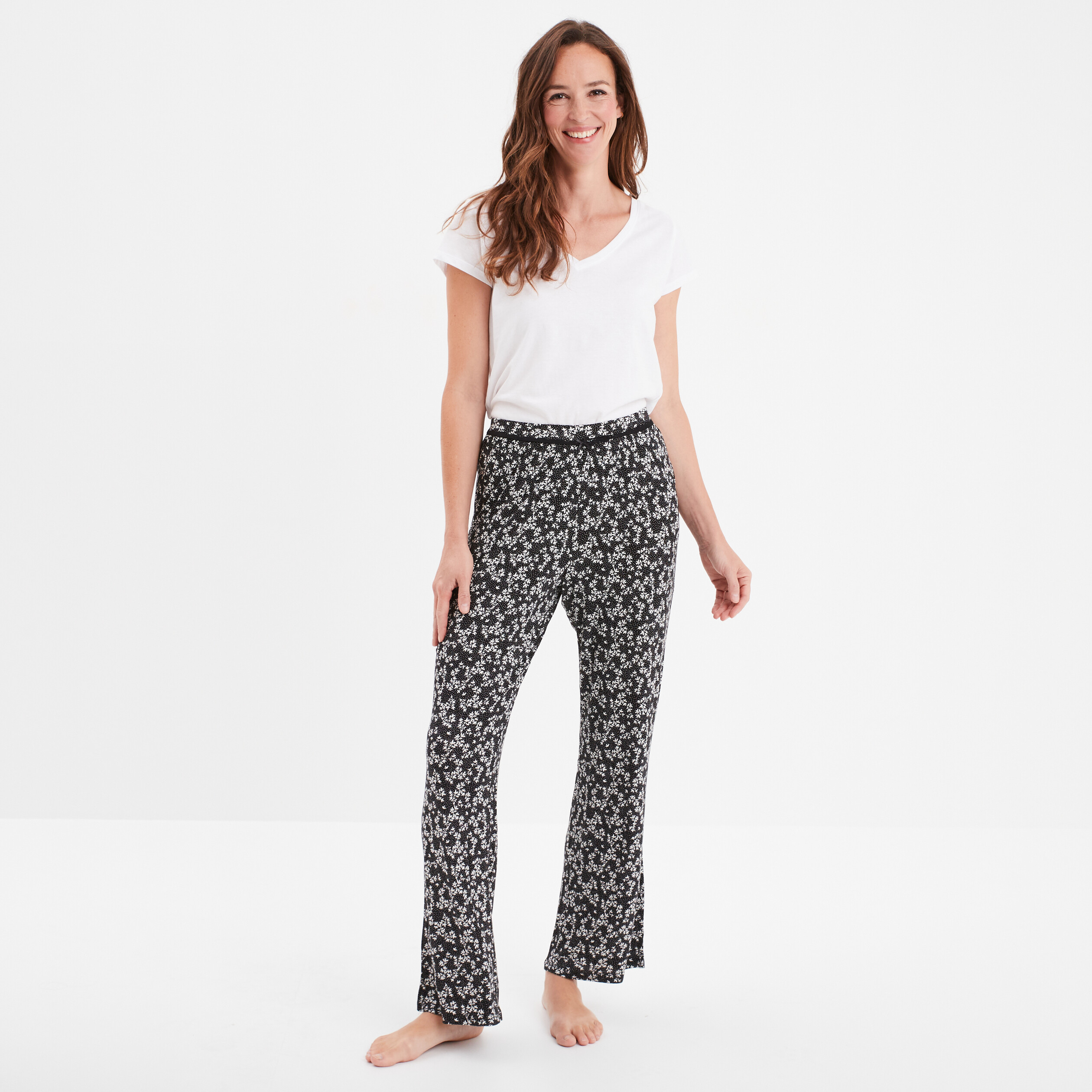 pantalon de pyjama droit fluide noir femme Pantalon de pyjama droit fluide noir femme