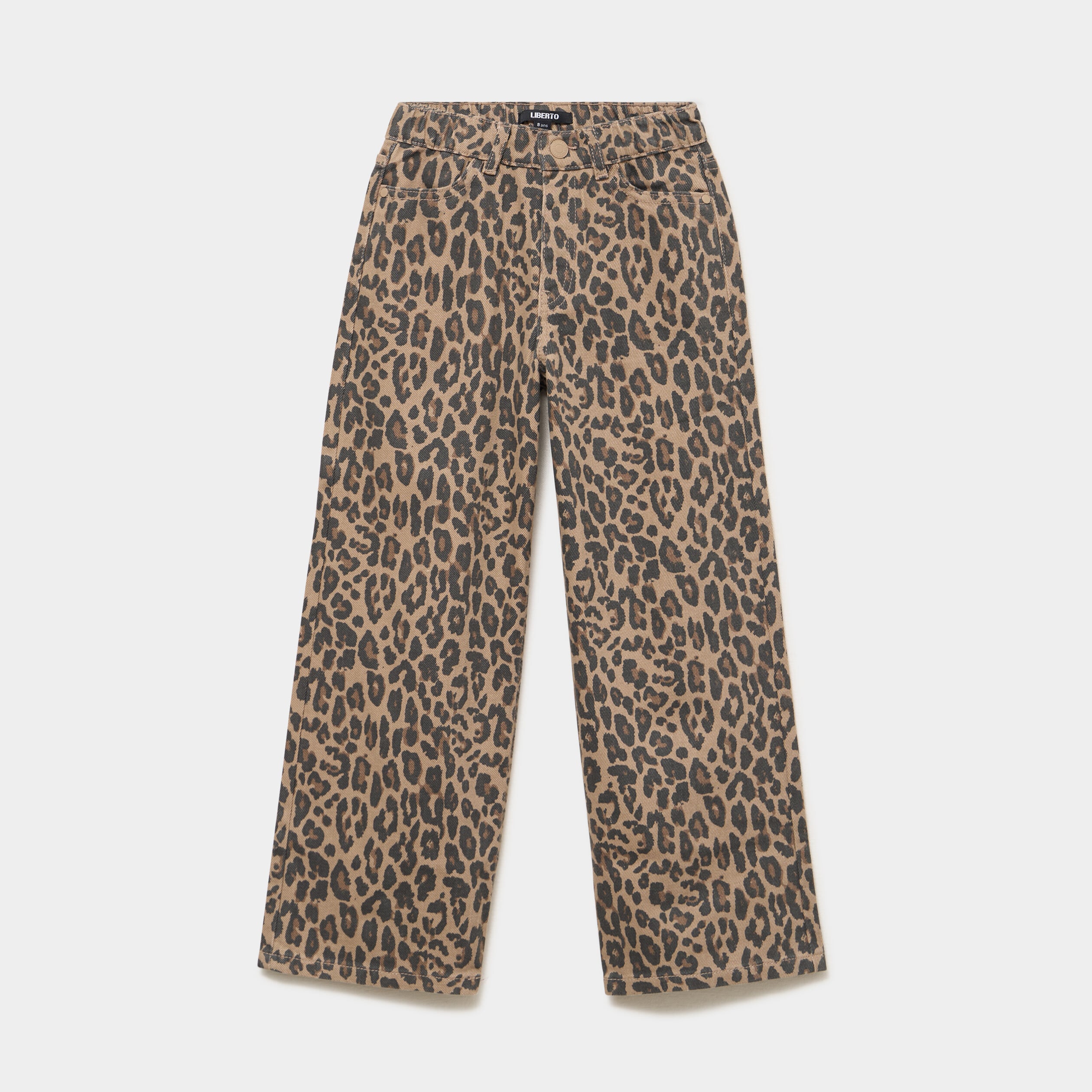 Pantalon large taille ajustable coton marron fille
