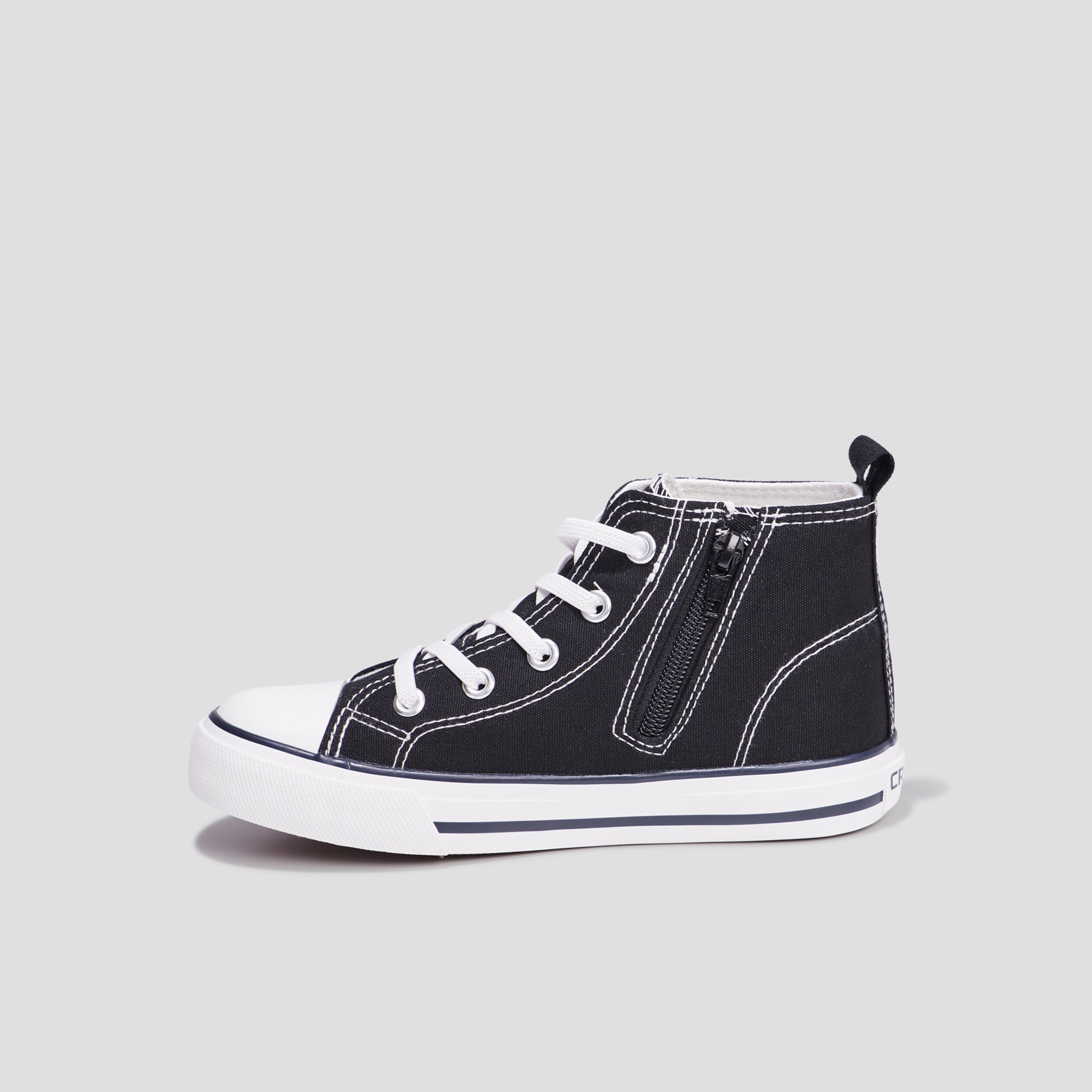 Tennis montantes en toile bout renforc&eacute; noir fille