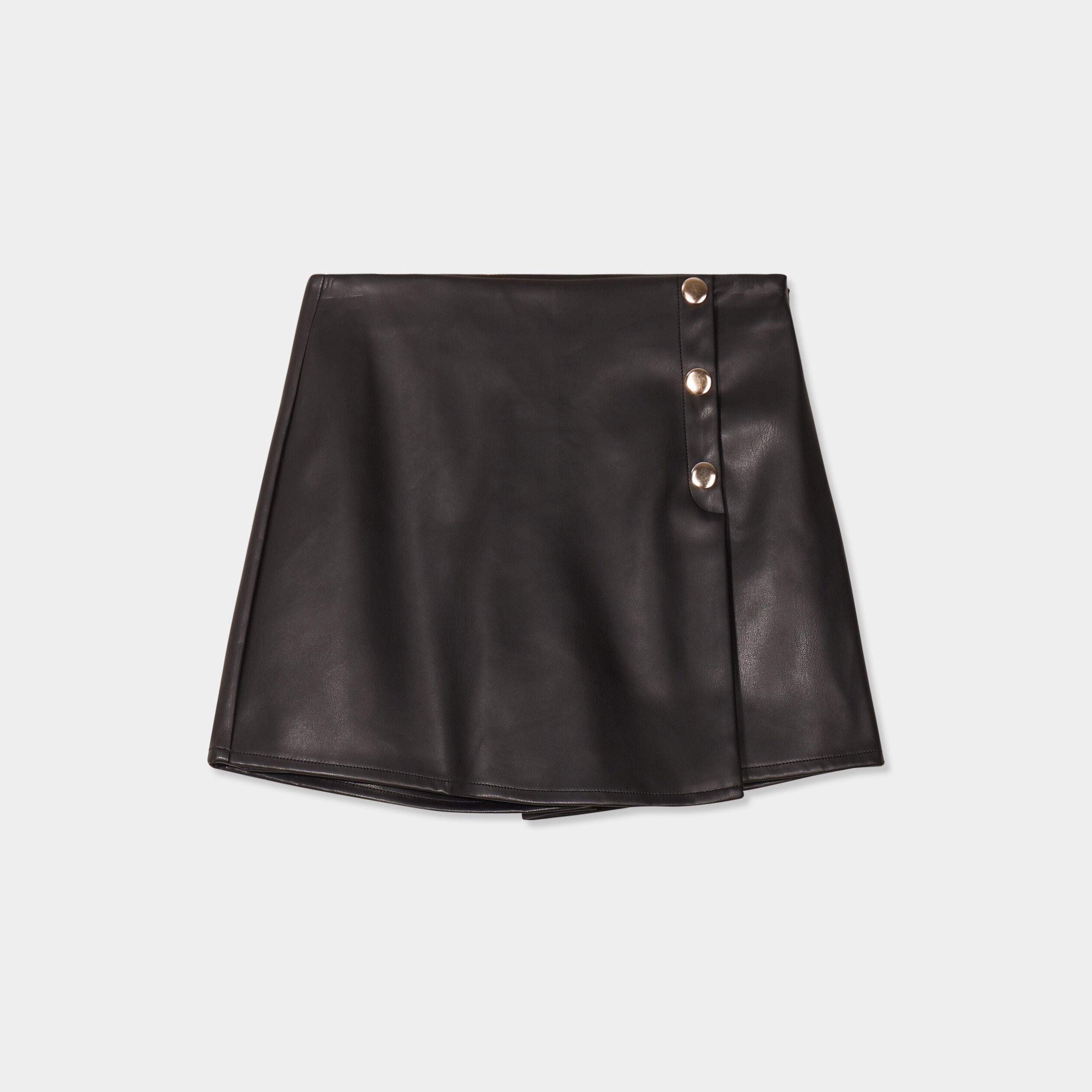 jupe short simili cuir noir femme Jupe-short simili cuir noir femme