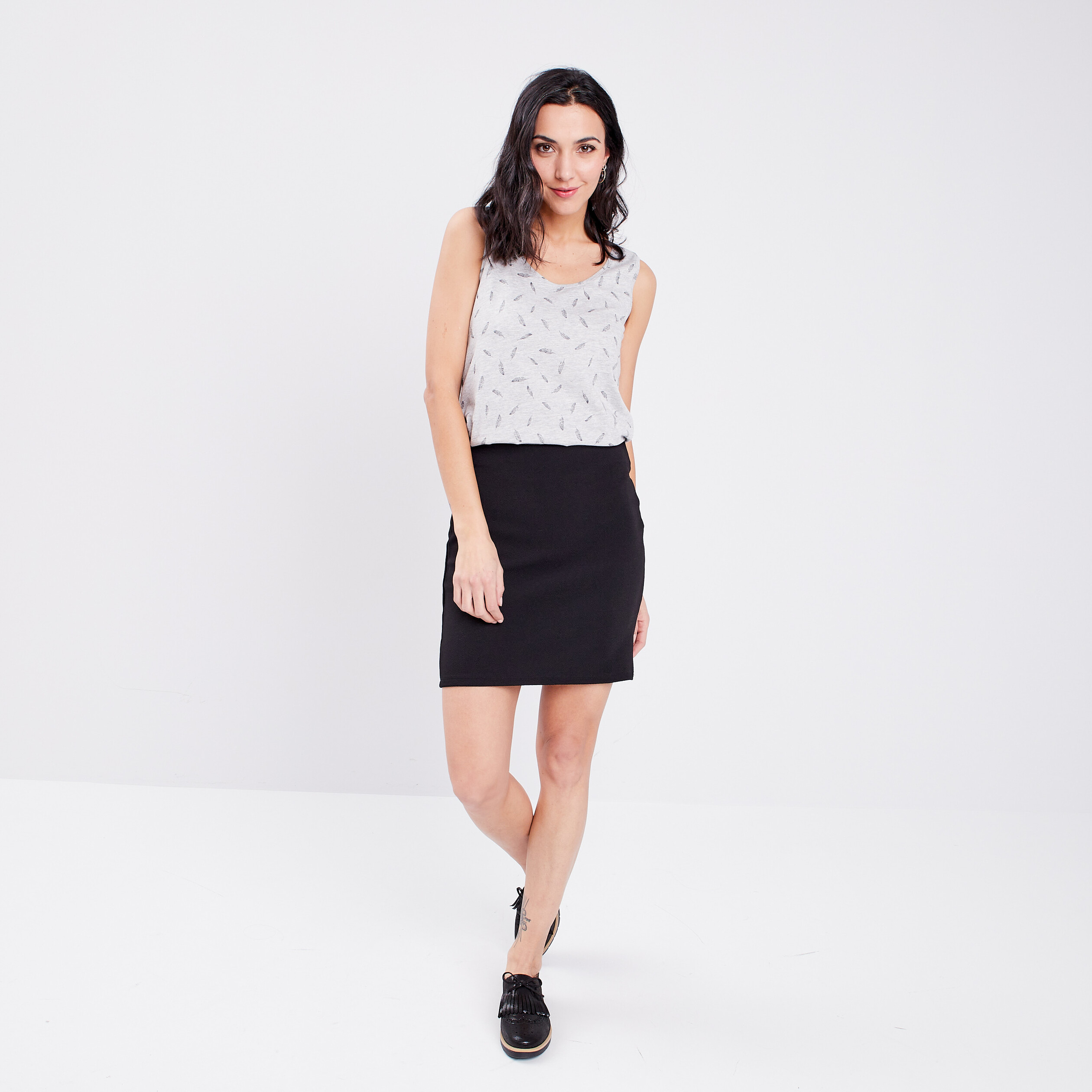 debardeur coton bretelles larges gris femme Débardeur coton bretelles larges gris femme