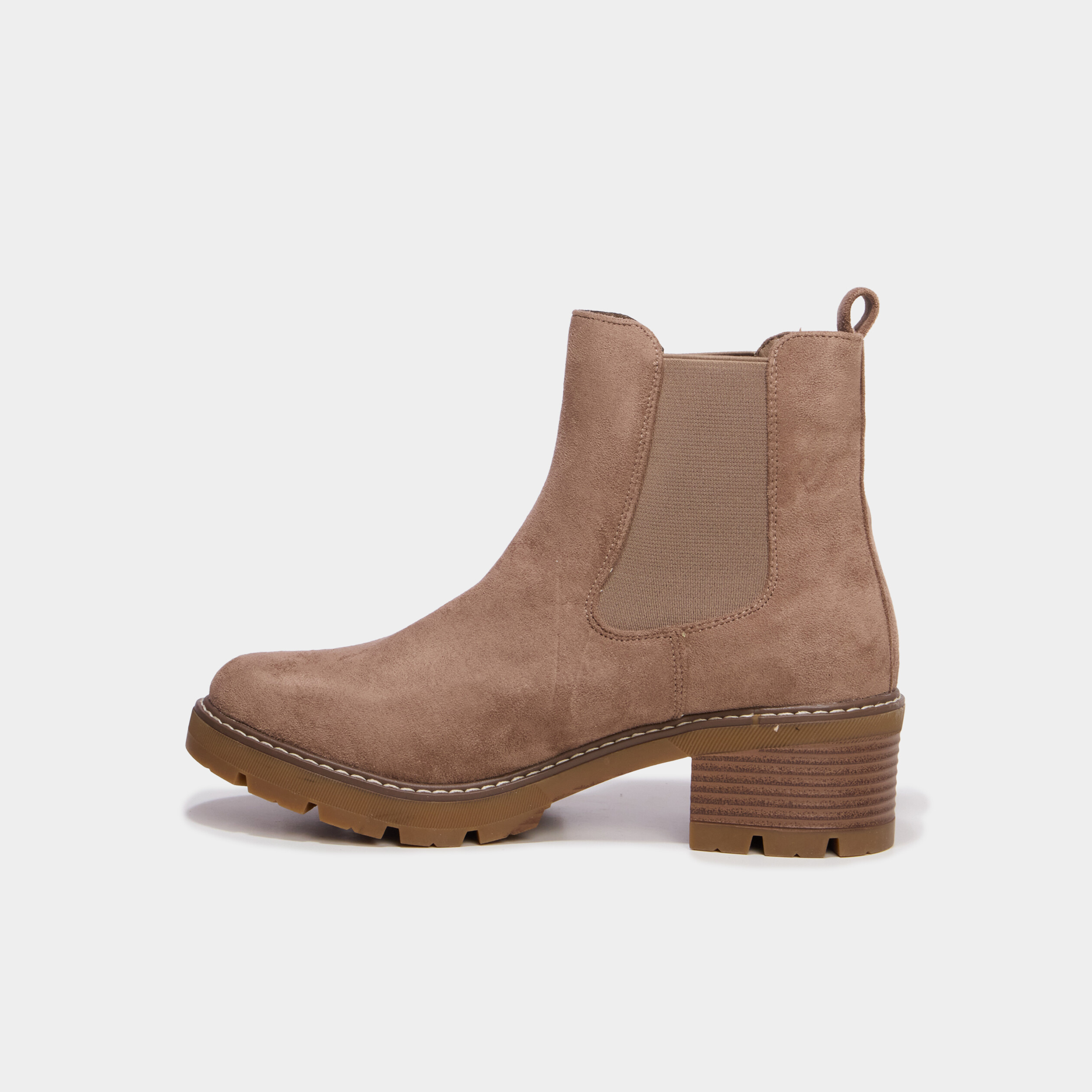Boots chelsea &agrave; talons taupe femme