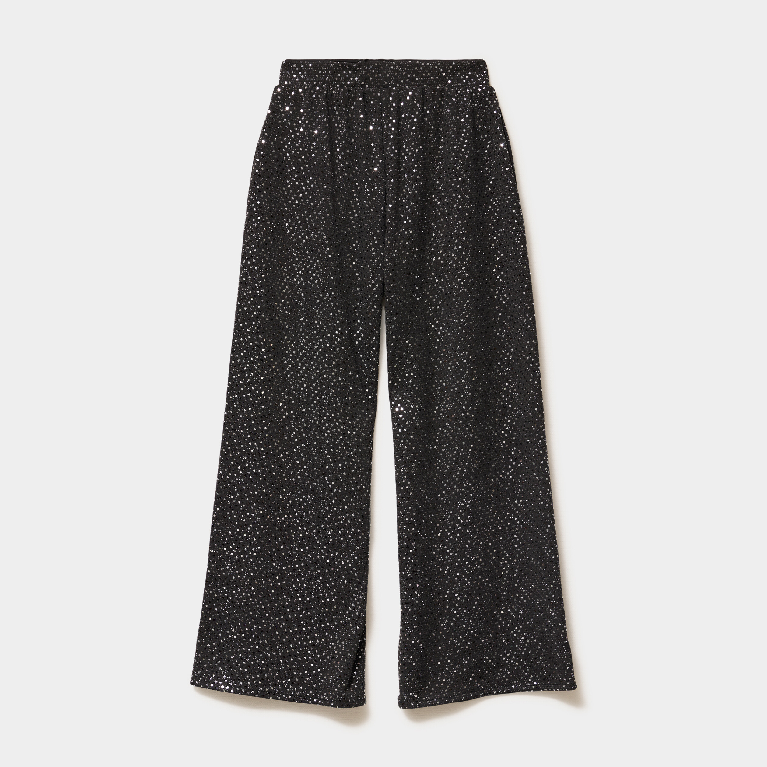 Pantalon large &agrave; strass gris argent fille