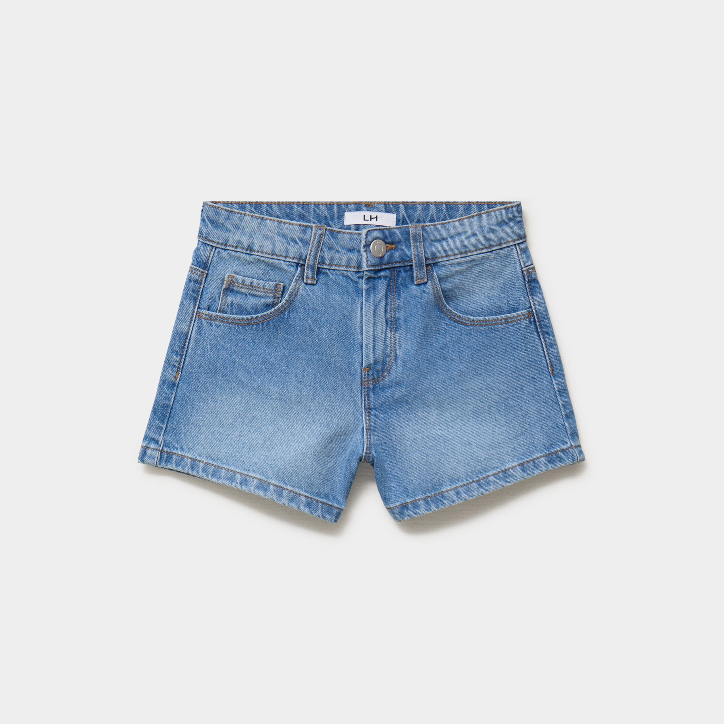 Short en jean taille ajustable coton denim stone fille