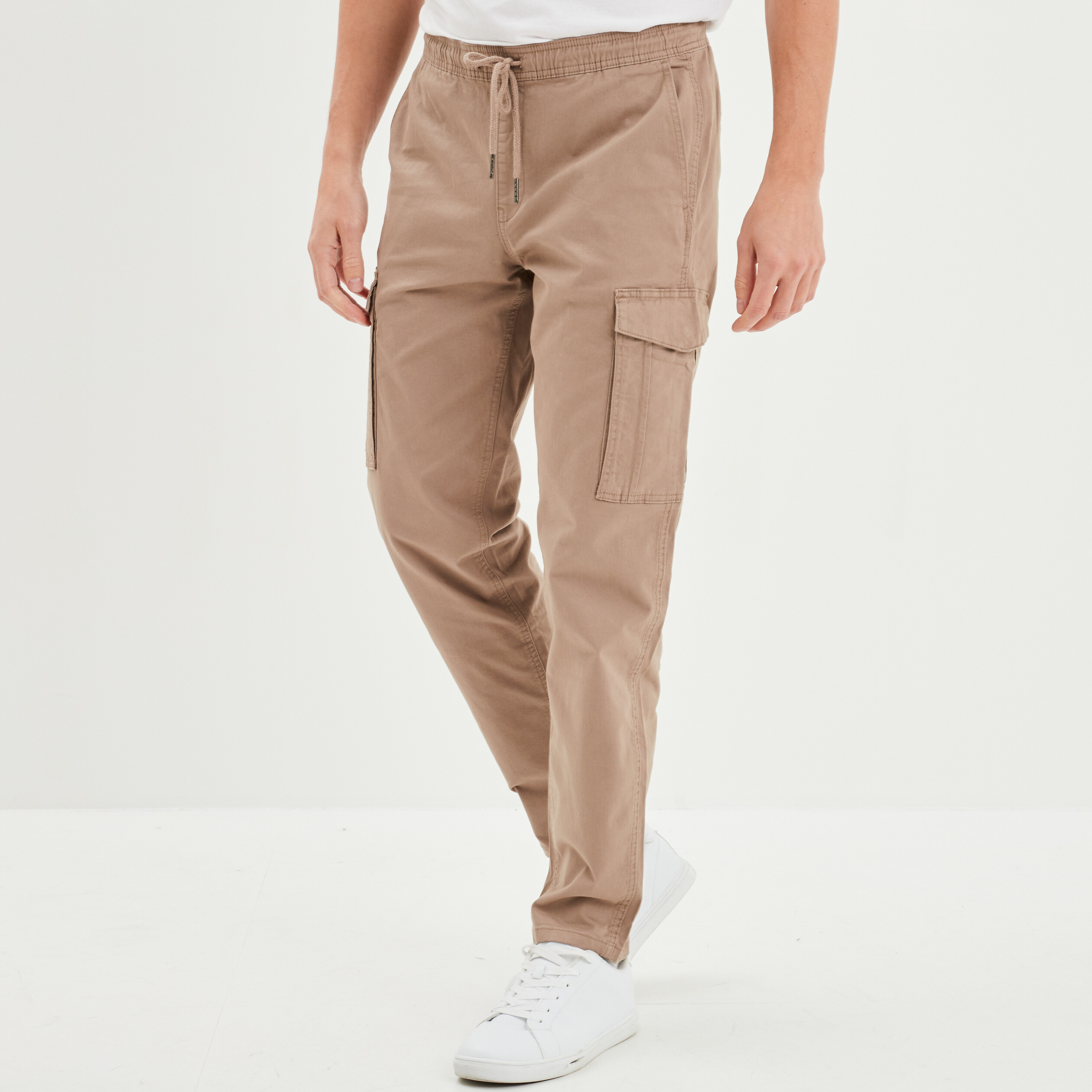 pantalon cargo en coton taupe homme Pantalon cargo en coton taupe homme