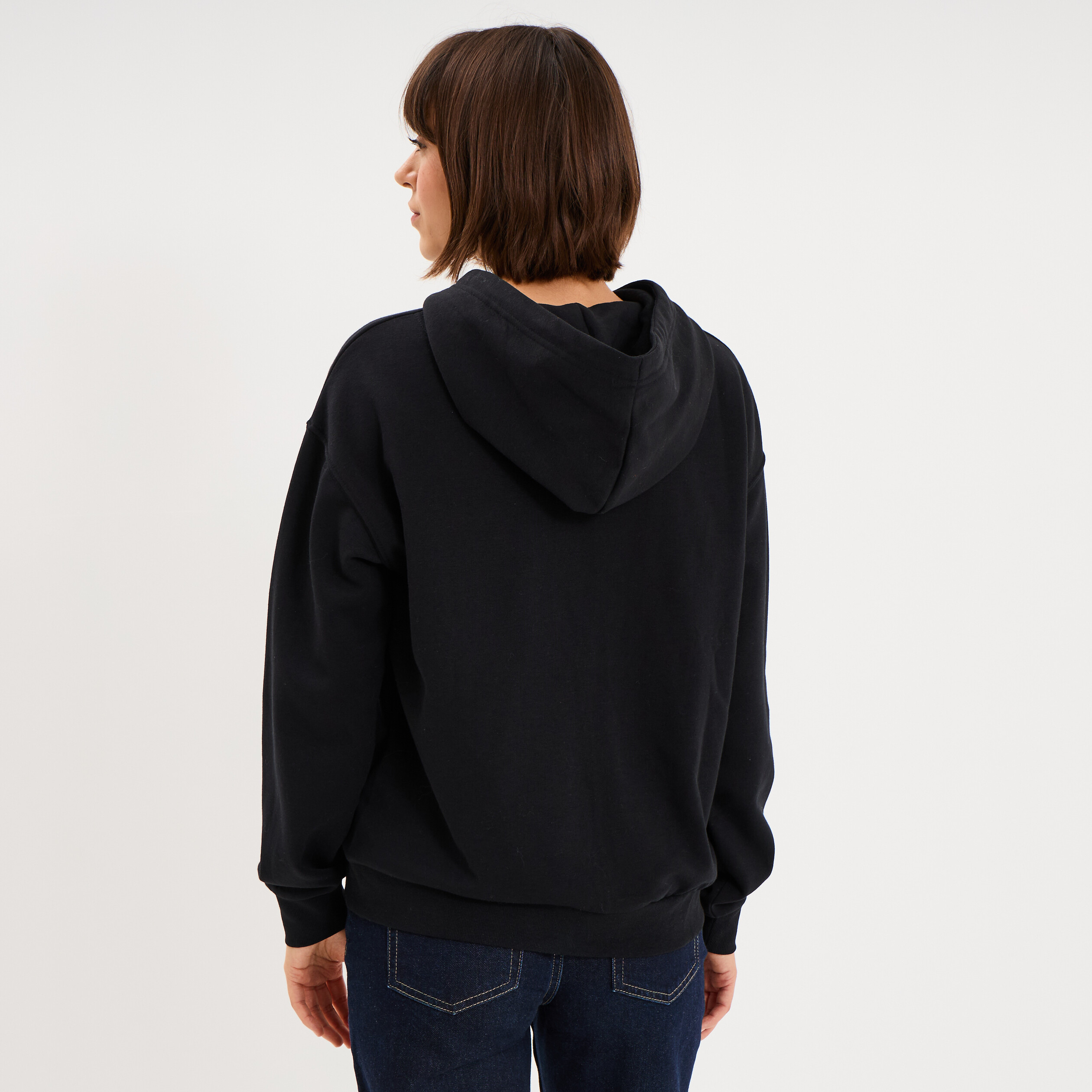 Sweat zipp&eacute; &agrave; capuche noir femme
