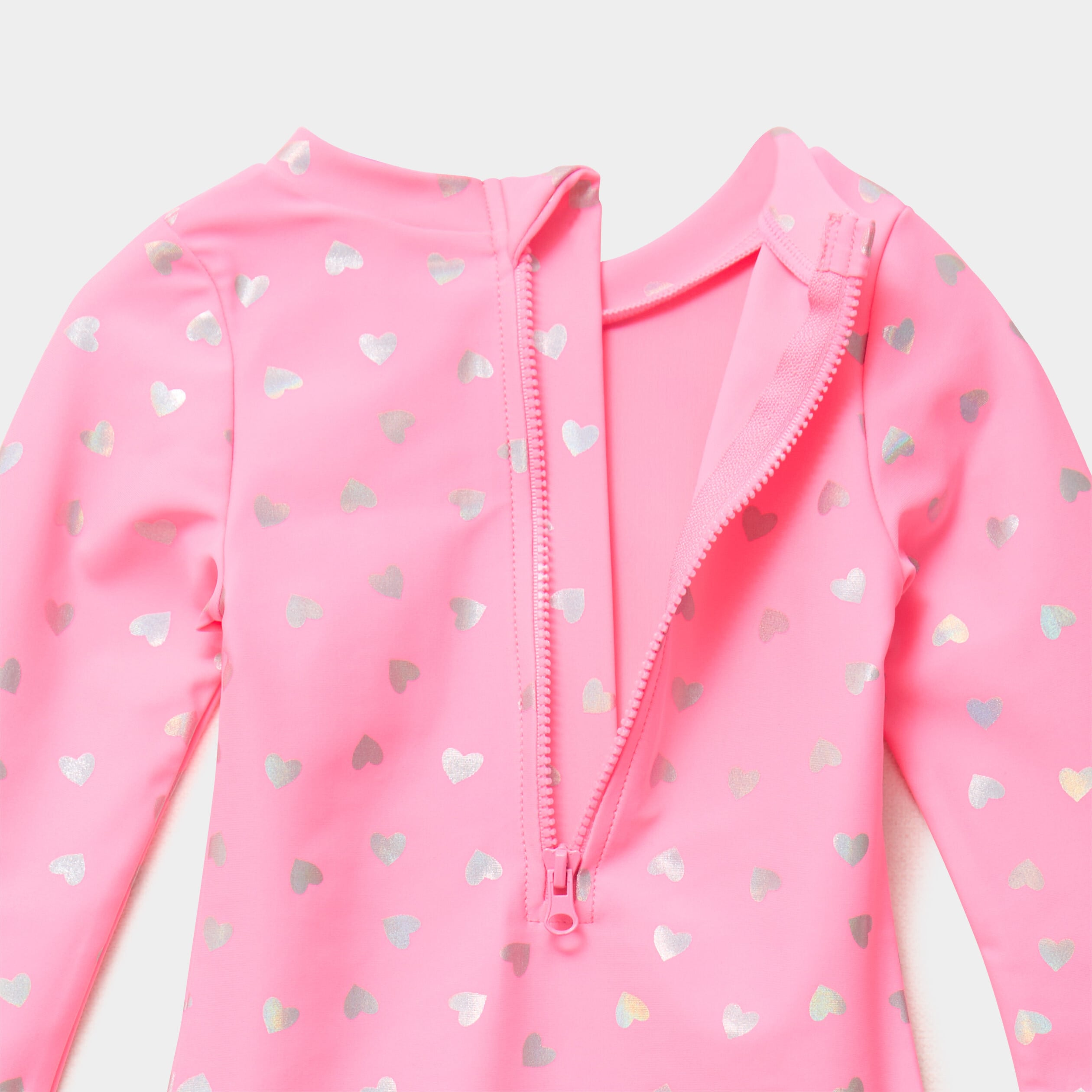 Combinaison de bain UV manches longues rose fluo b&eacute;b&eacute; fille