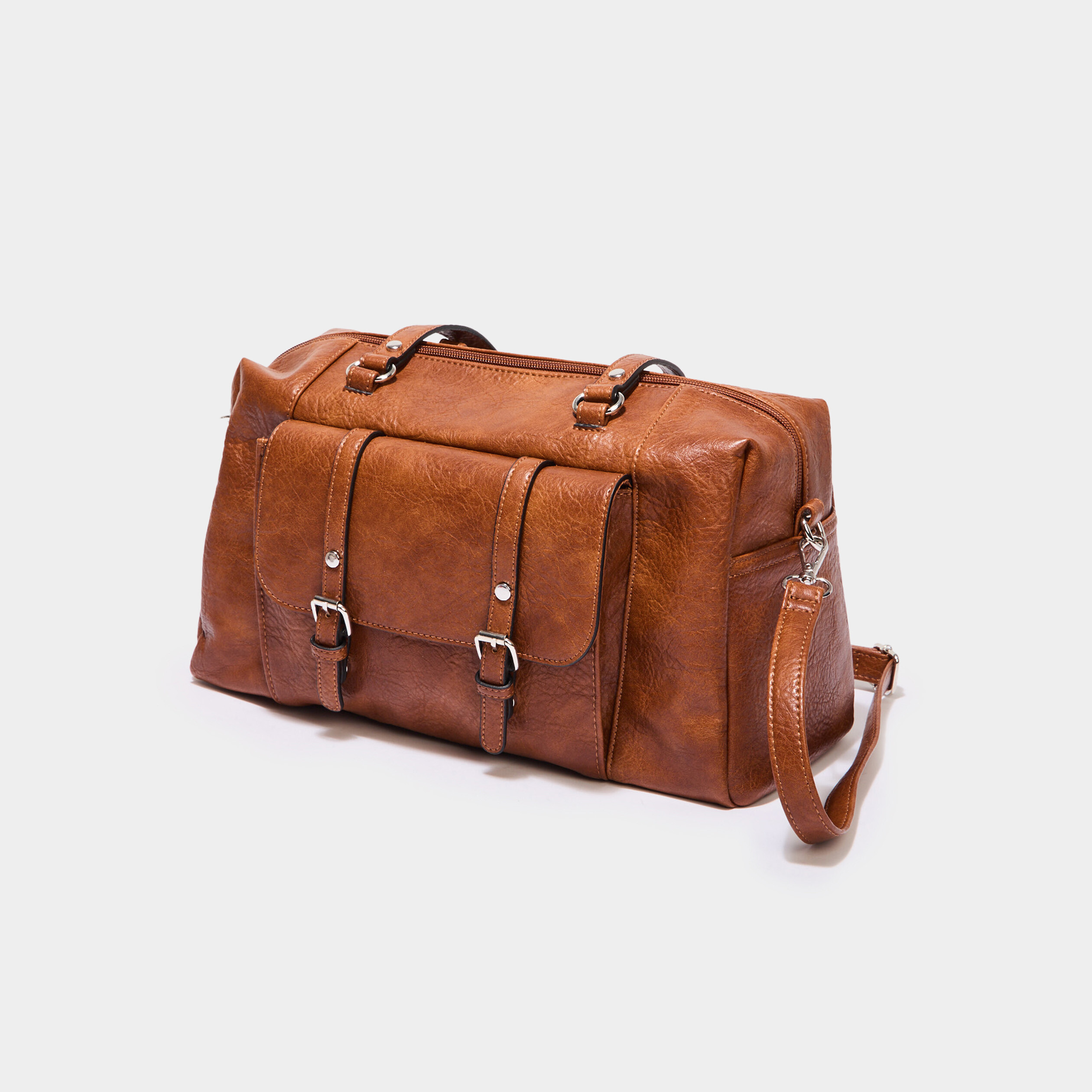 Sac port&eacute;-&eacute;paule avec poche &agrave; rabat marron cognac femme