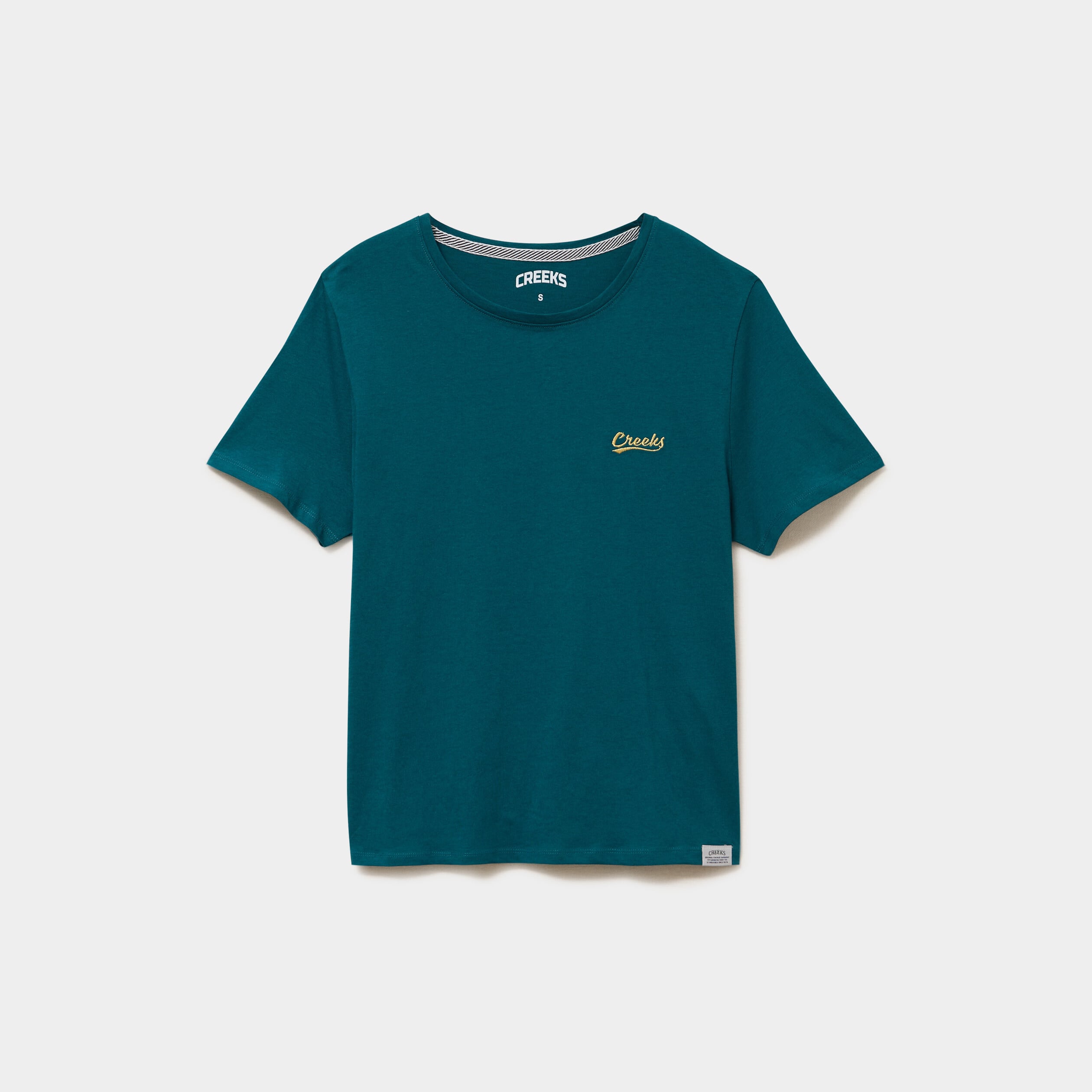 T-shirt col rond manches courtes vert fonc&eacute; femme