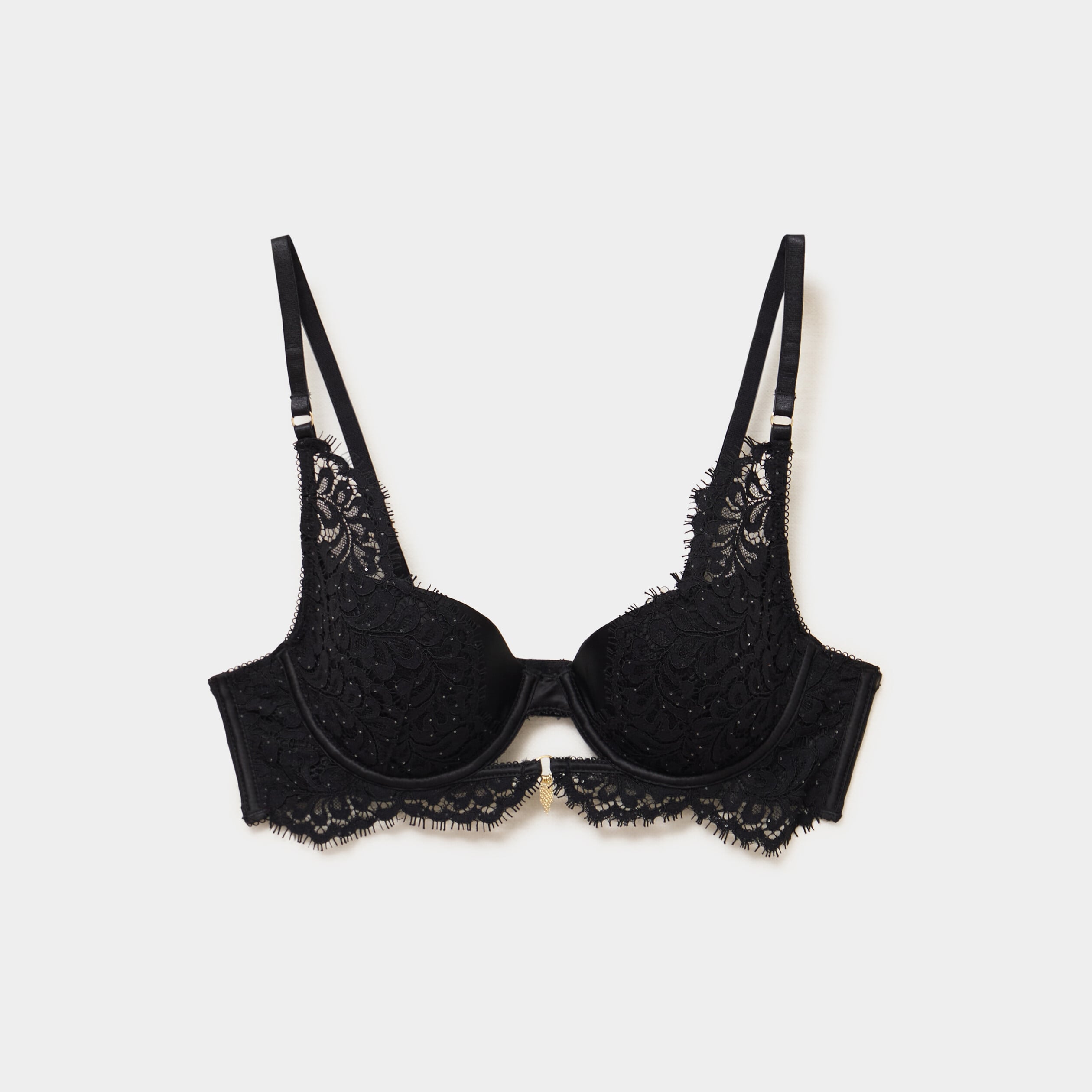 Soutien-gorge foulard dentelle et strass noir femme
