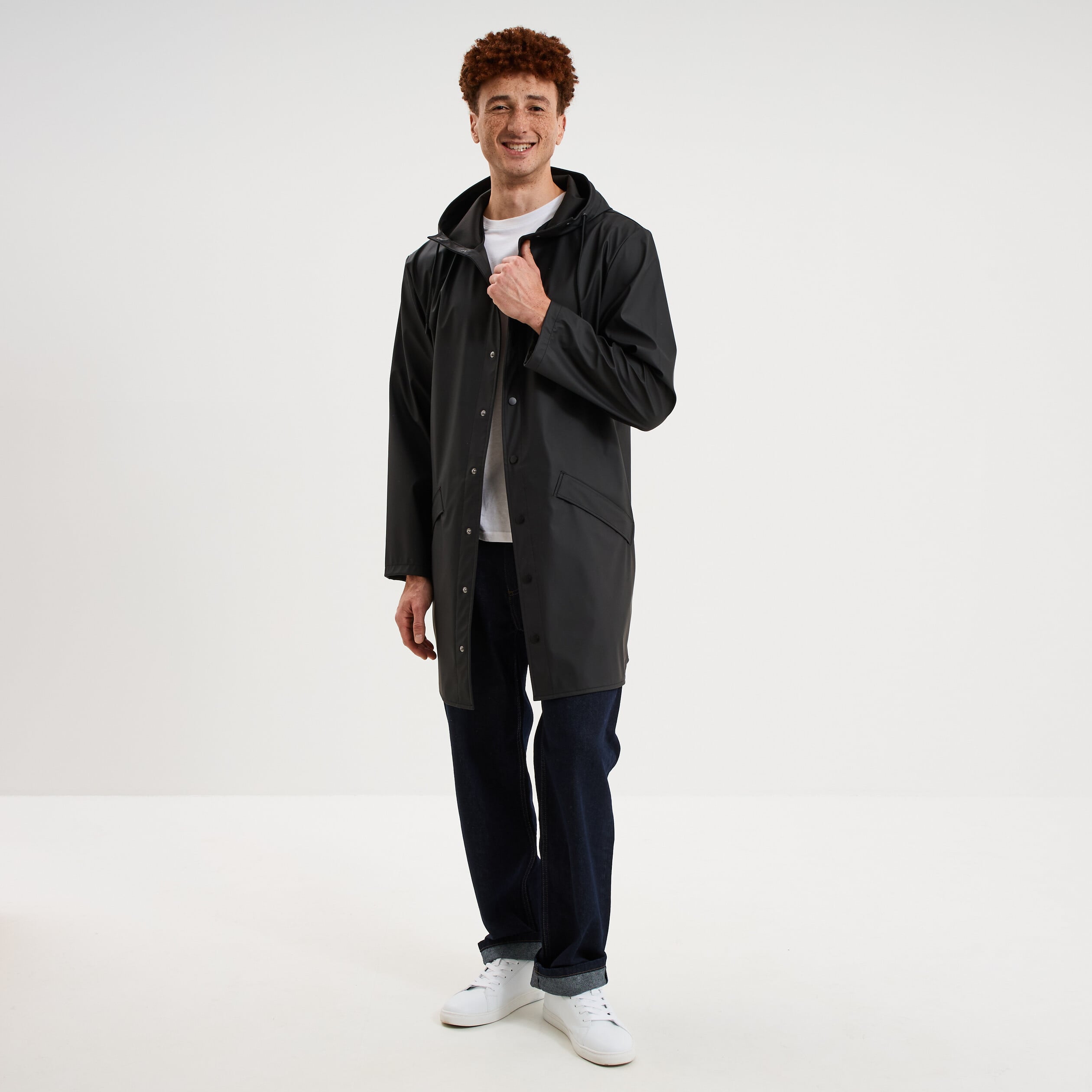 Parka imperm&eacute;able coupe-vent &agrave; capuche noir homme