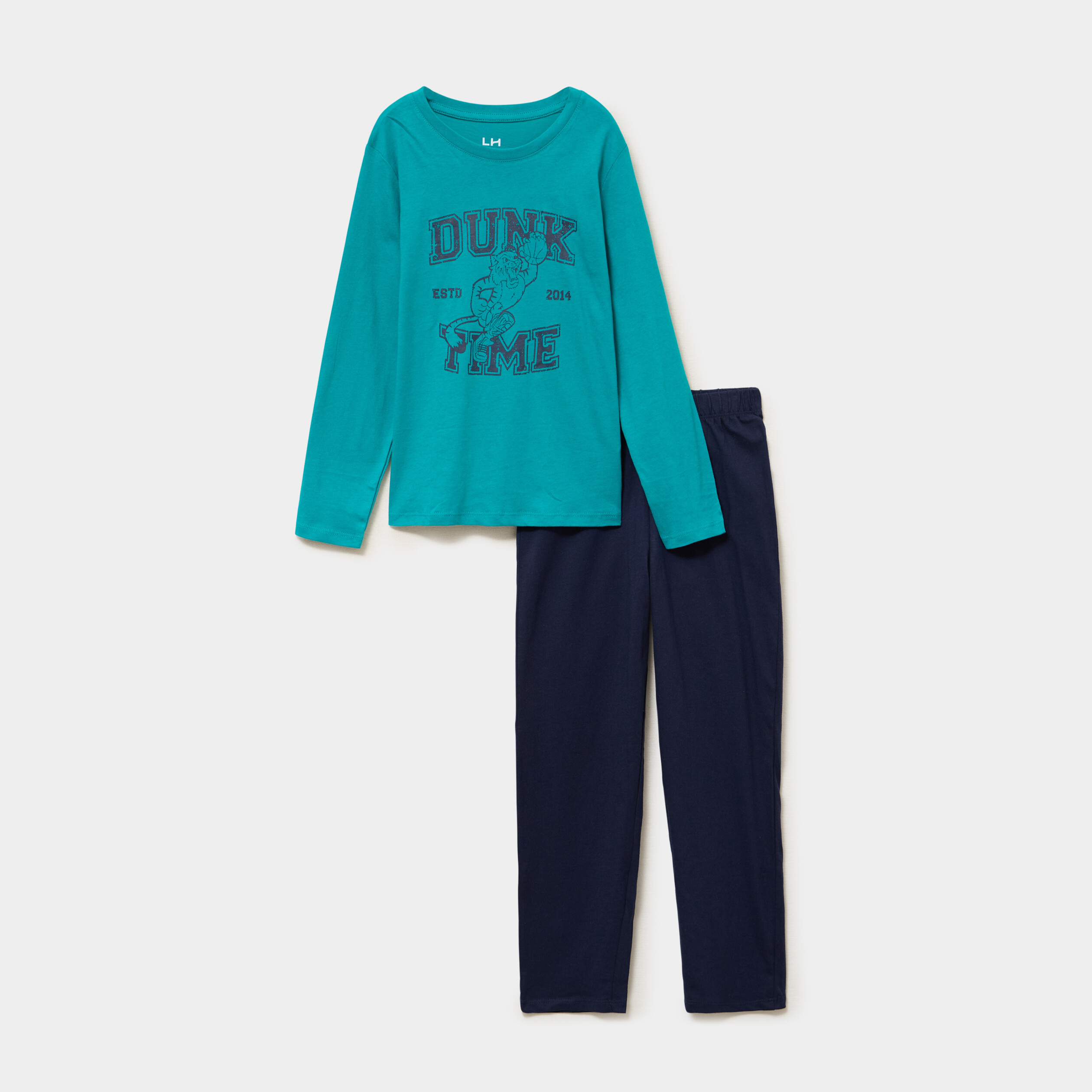 Ensemble pyjama pantalon 2 pi&egrave;ces coton vert gar&ccedil;on