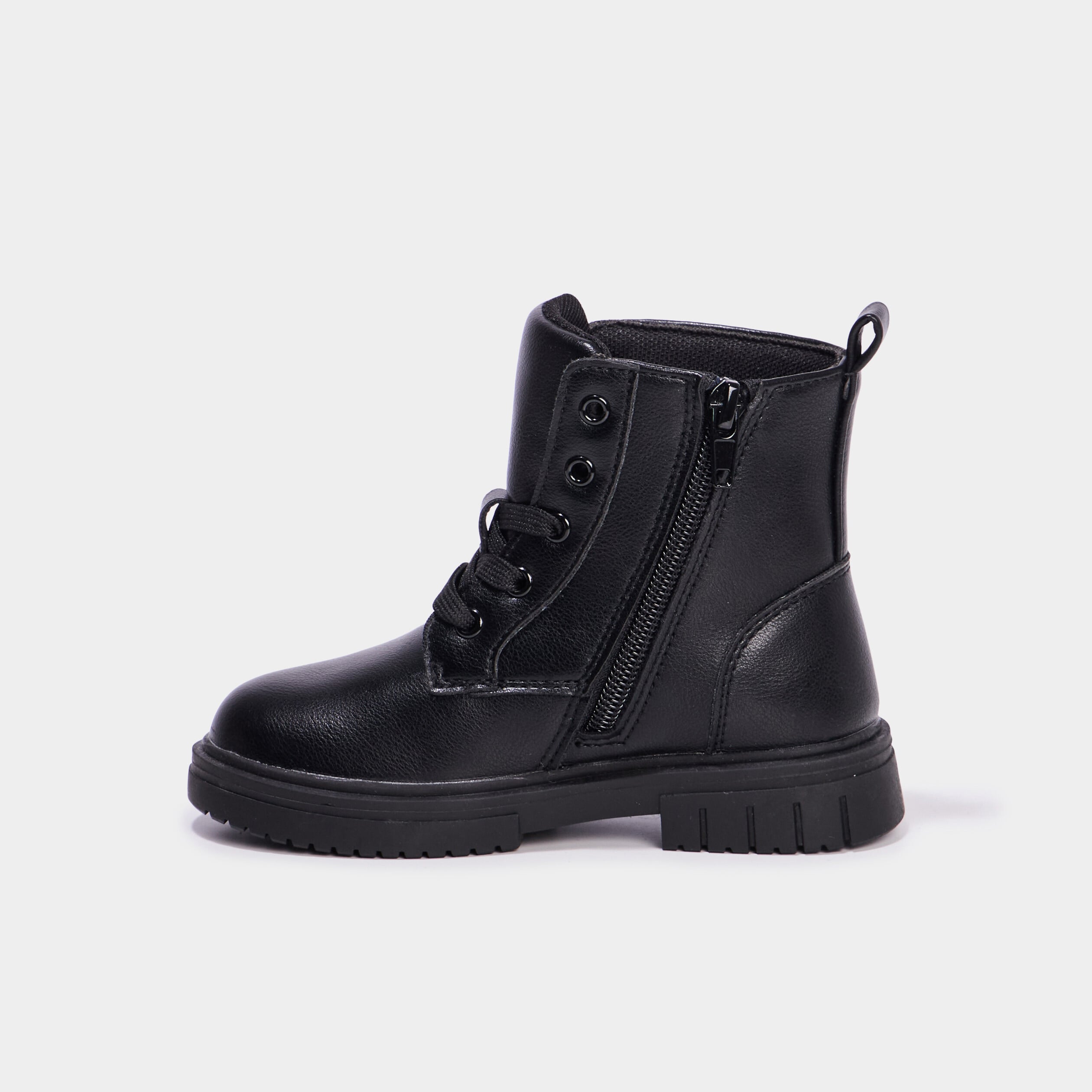 Boots &agrave; lacets noir fille