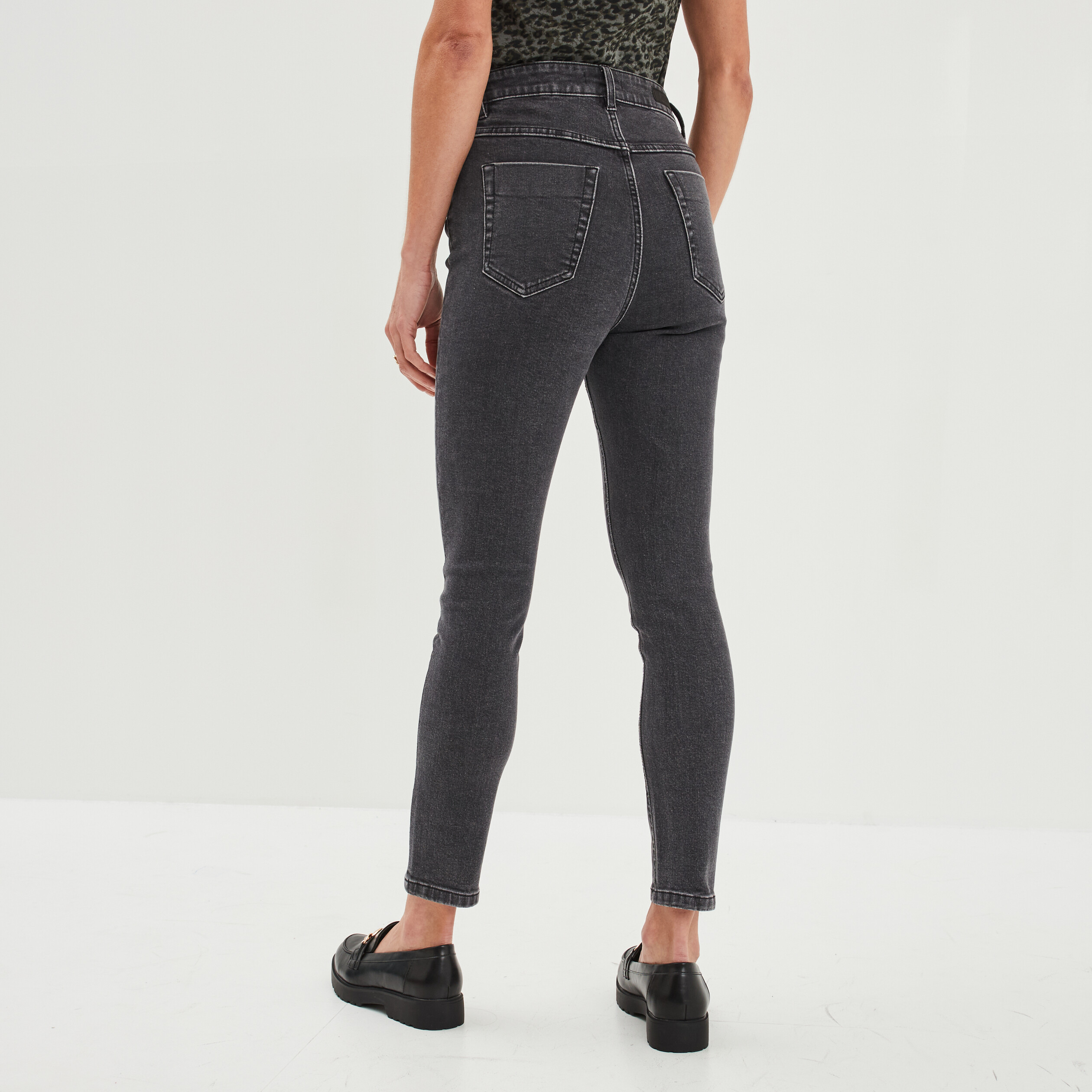 Noir Triple Xxx Women's Slim Skinny Jeans Blue Faded Sizes 8-14, Blue Wash