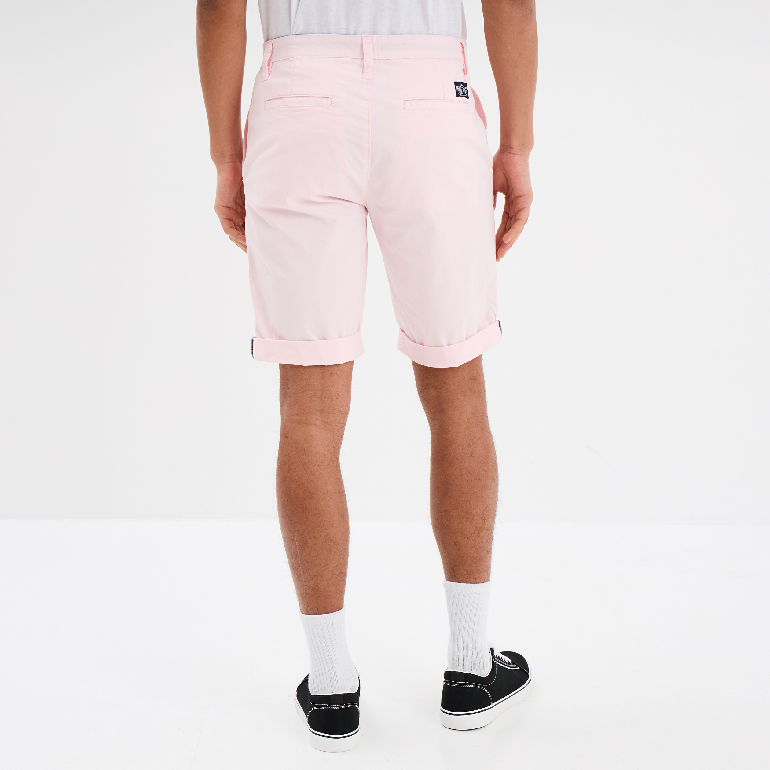 Bermuda short chino straight stretch rose homme