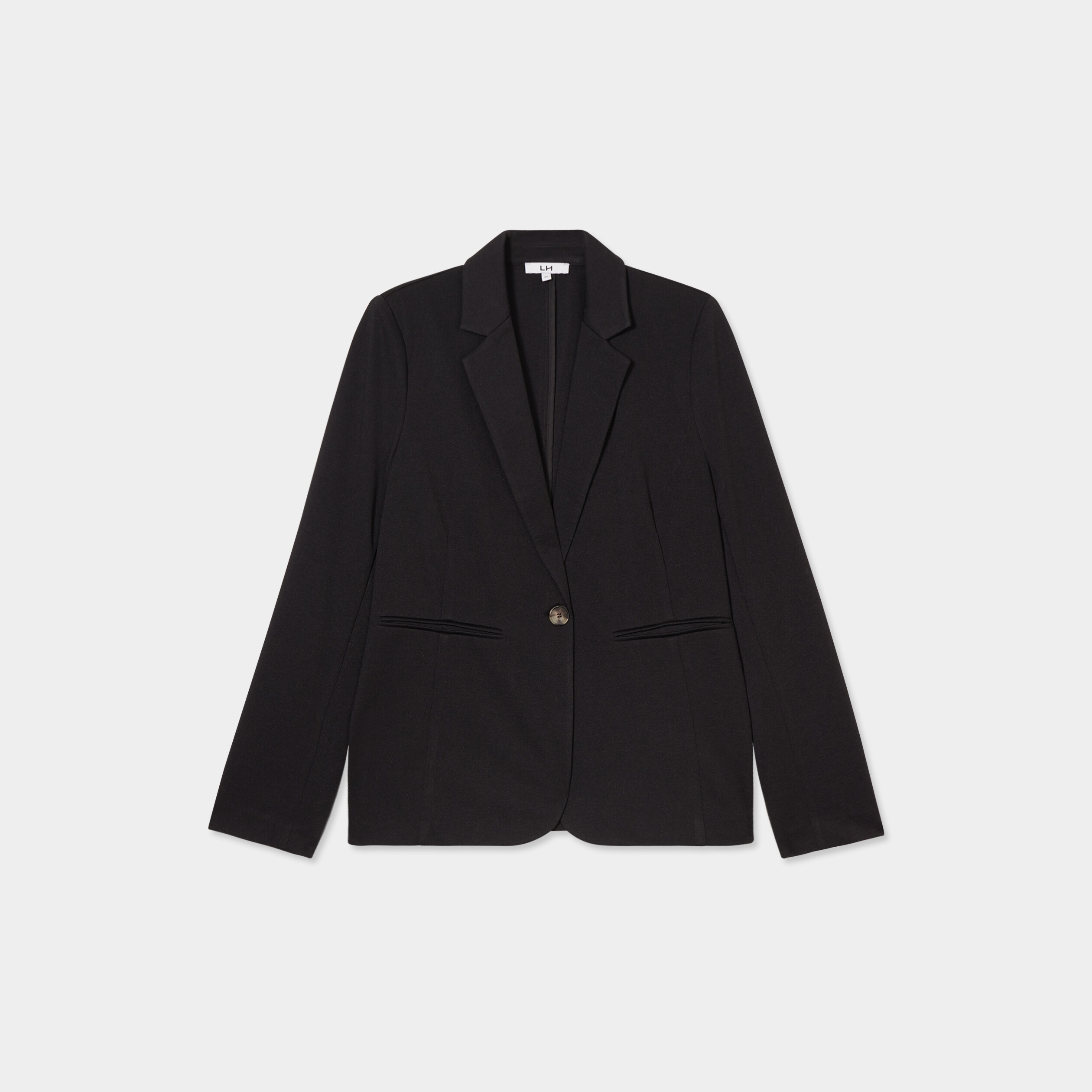 Veste blazer droite boutonn&eacute;e 2 poches noir femme