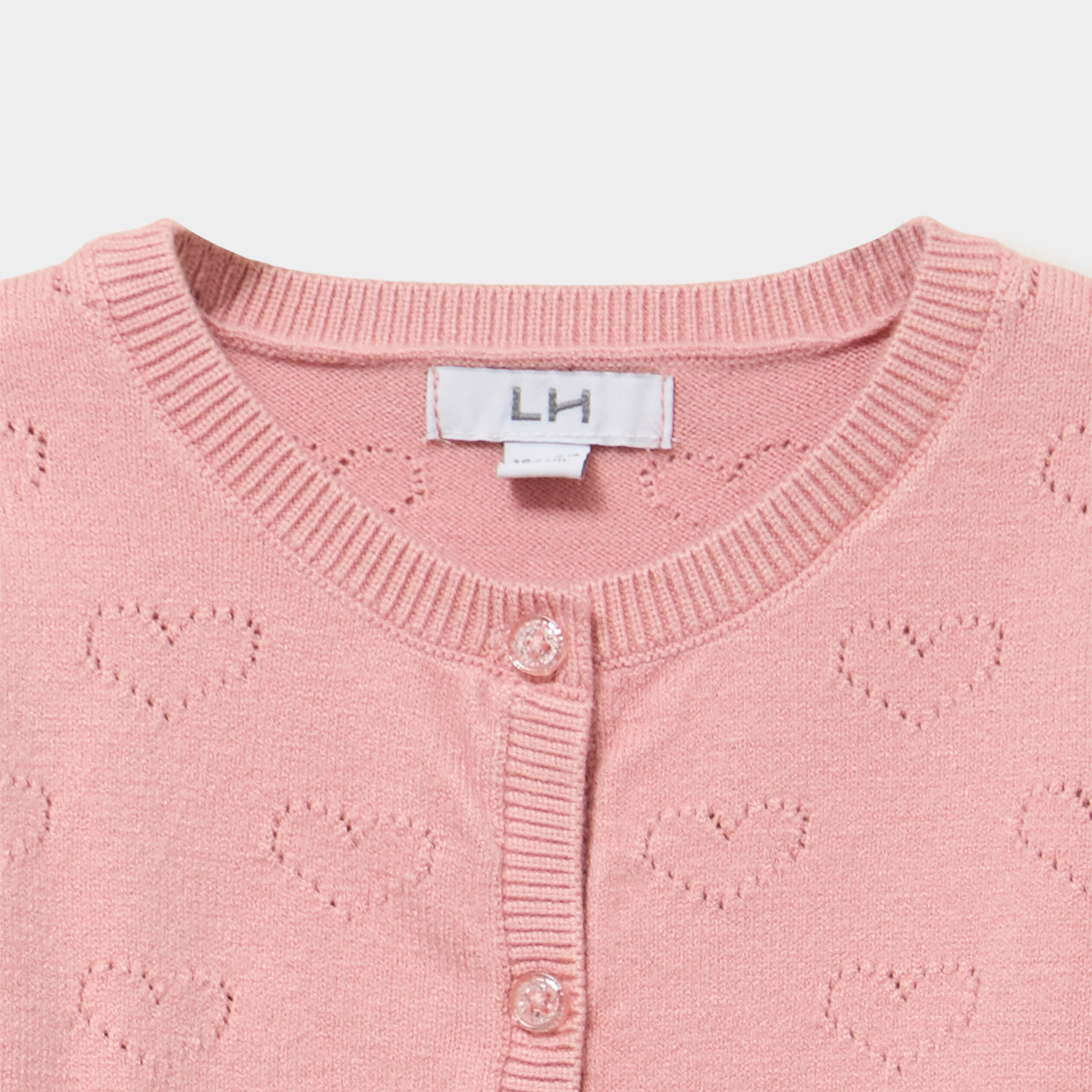 Gilet manches longues boutonn&eacute; rose poudr&eacute;e b&eacute;b&eacute; fille