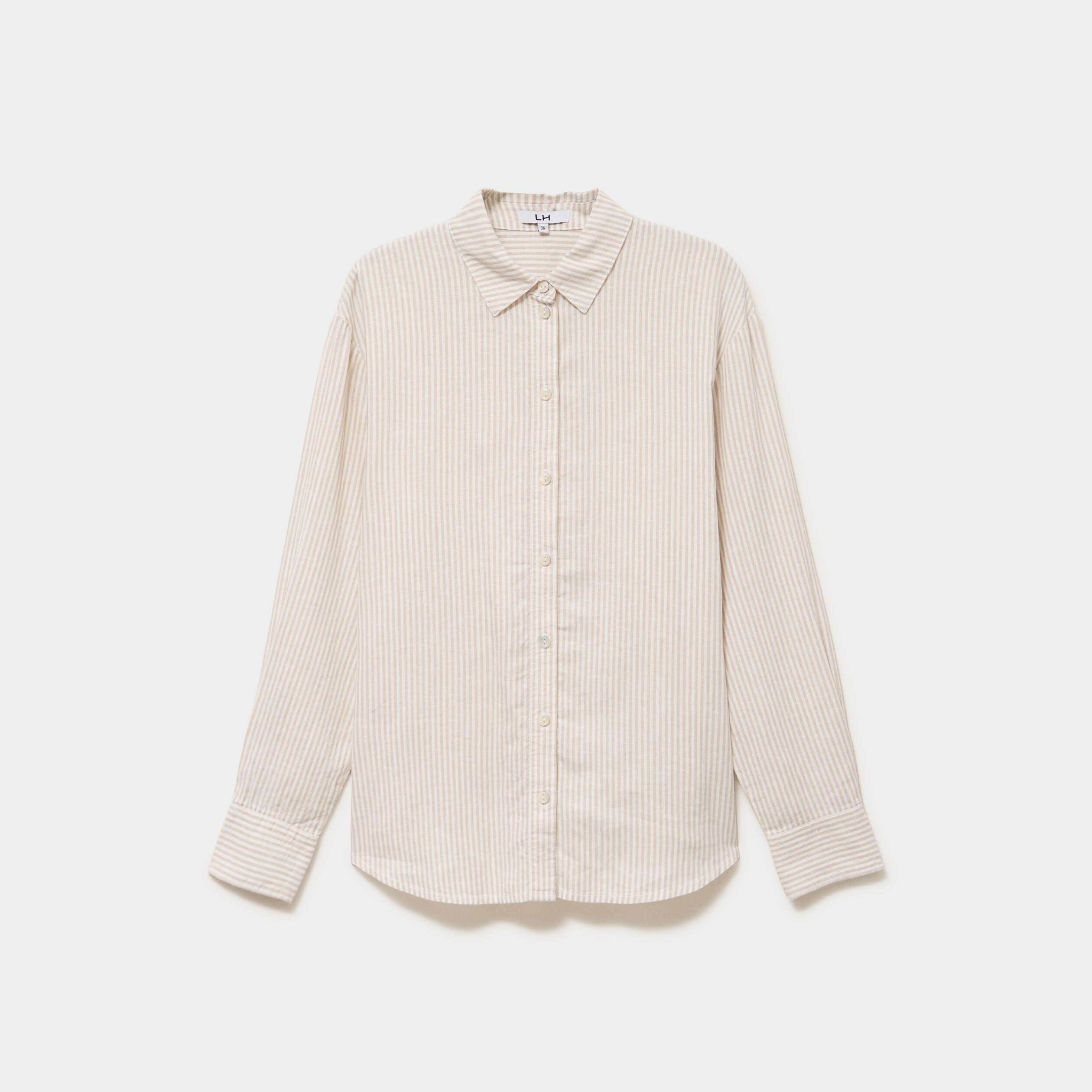 Chemise oversize lin m&eacute;lang&eacute; beige femme