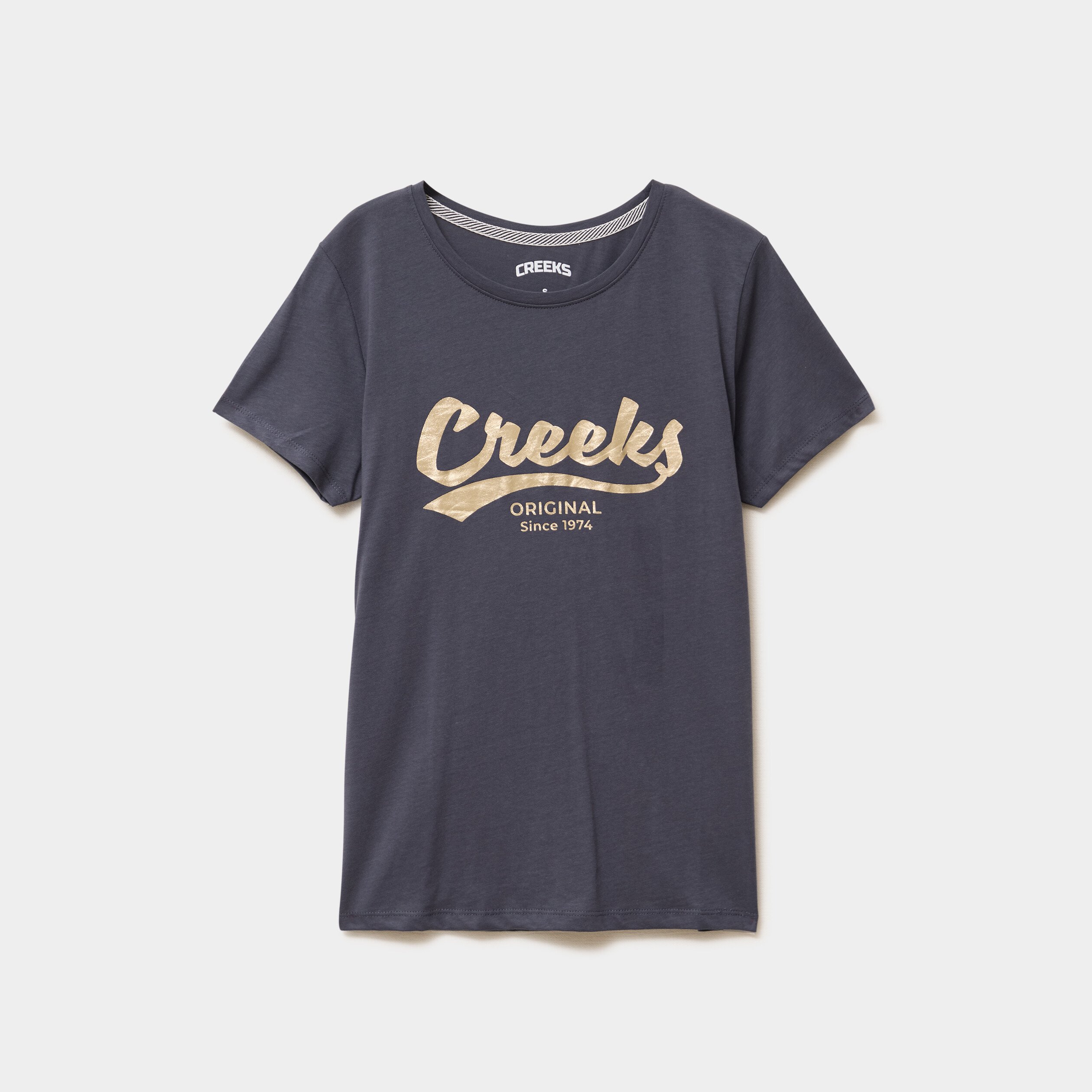 t shirt col rond manches courtes creeks bleu fonce femme T-shirt col rond manches courtes Creeks bleu foncé femme