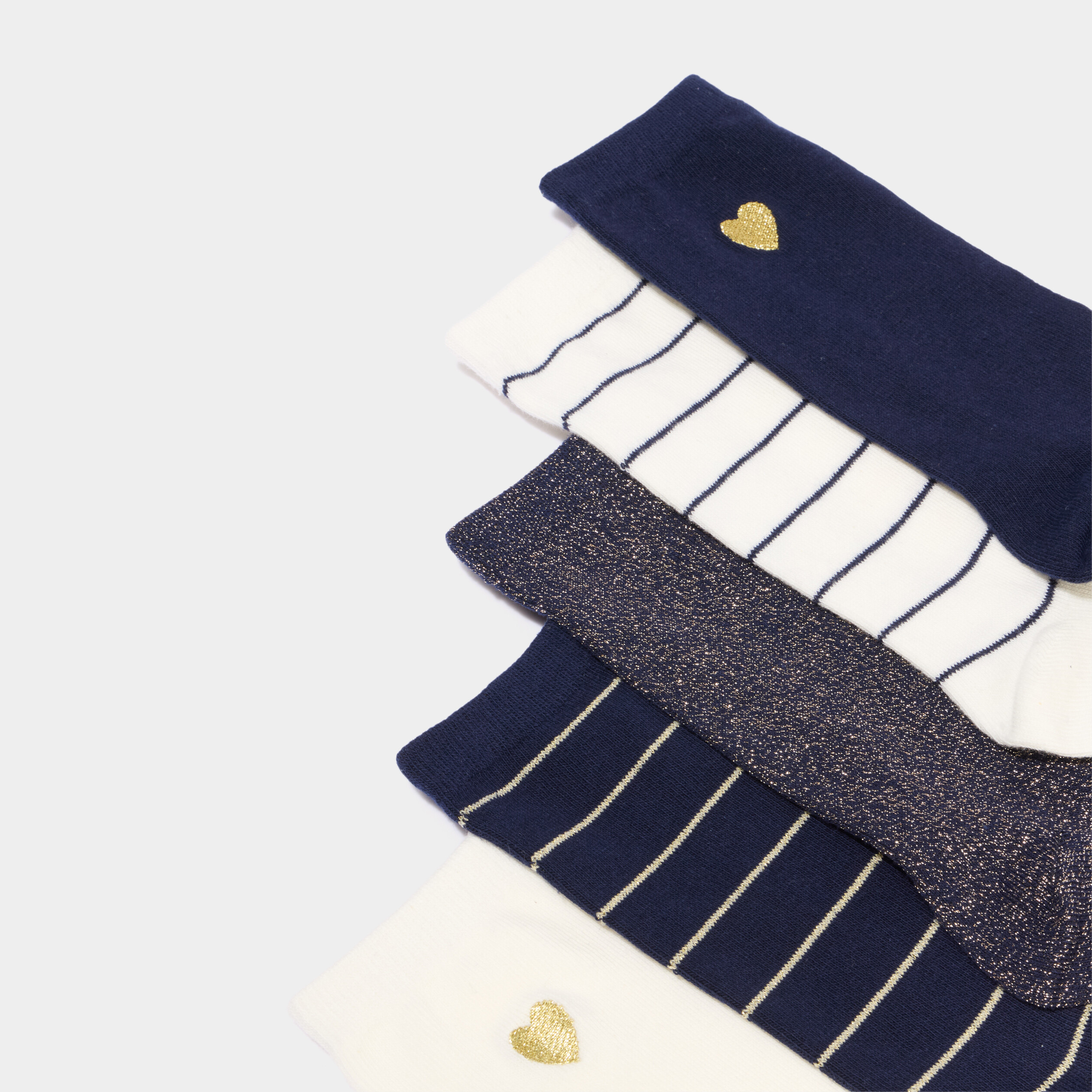 Lot 5 paires chaussettes bleu marine femme