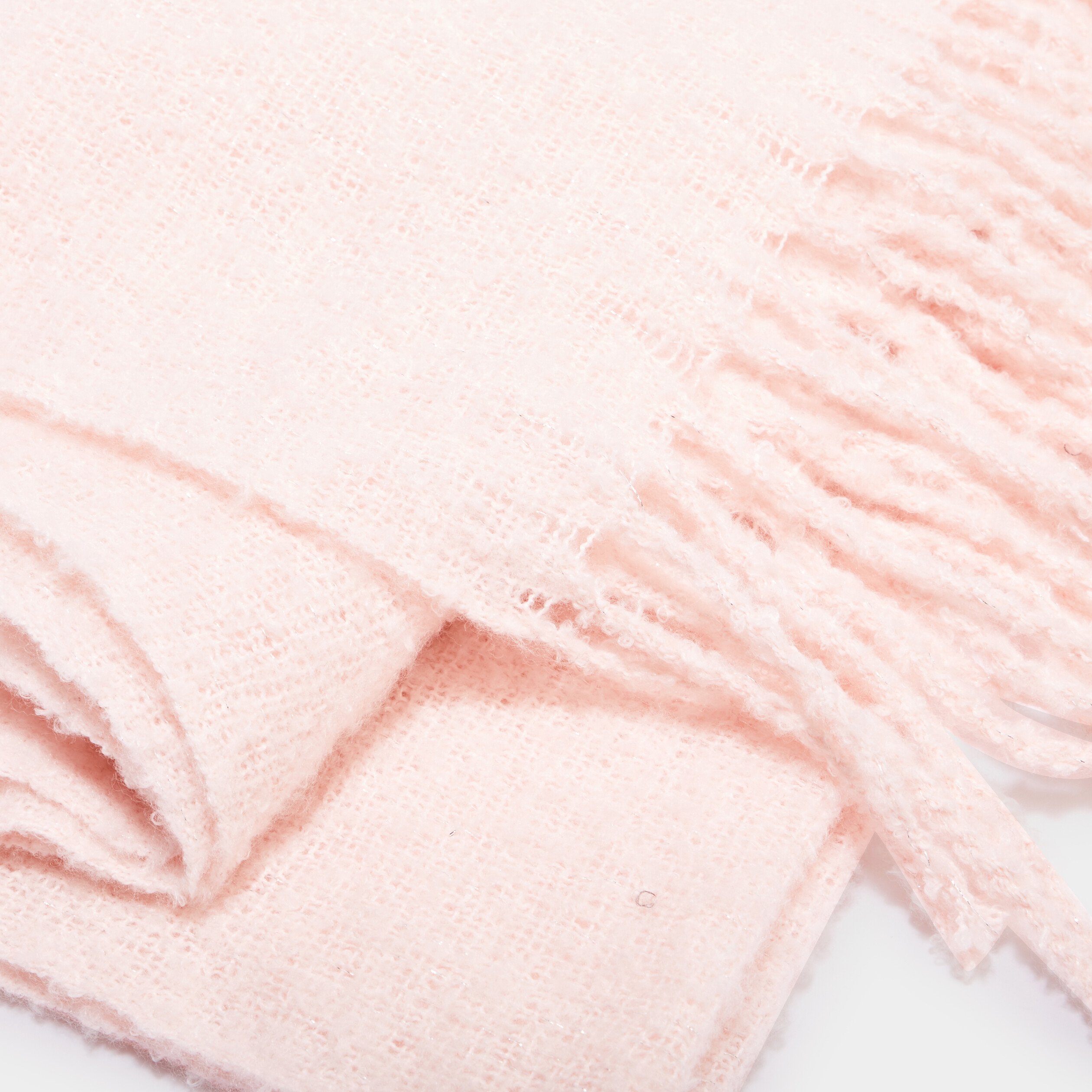echarpe a bords franges longues rose femme Écharpe à bords franges longues rose femme