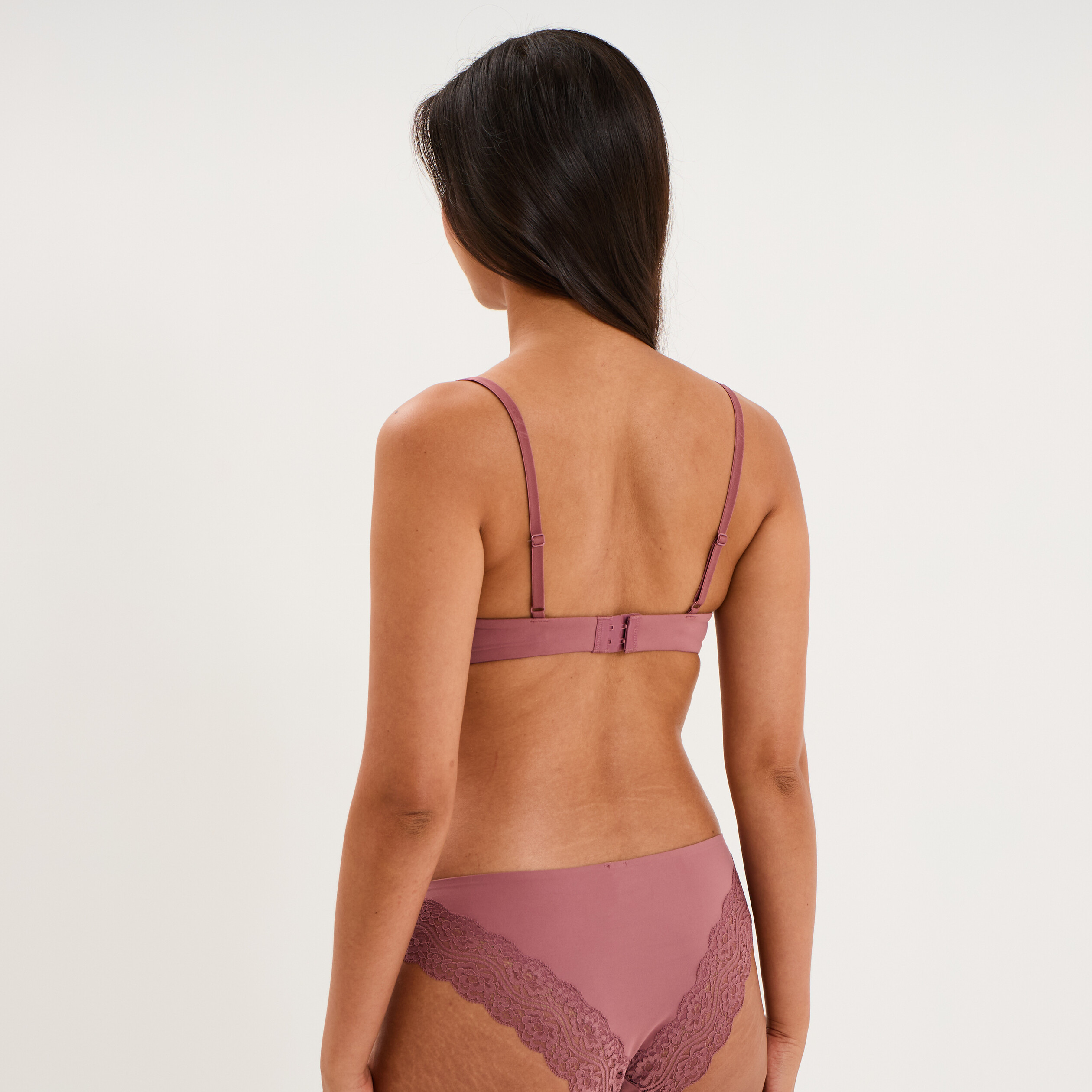 Soutien-gorge triangle micro dentelle vieux rose femme