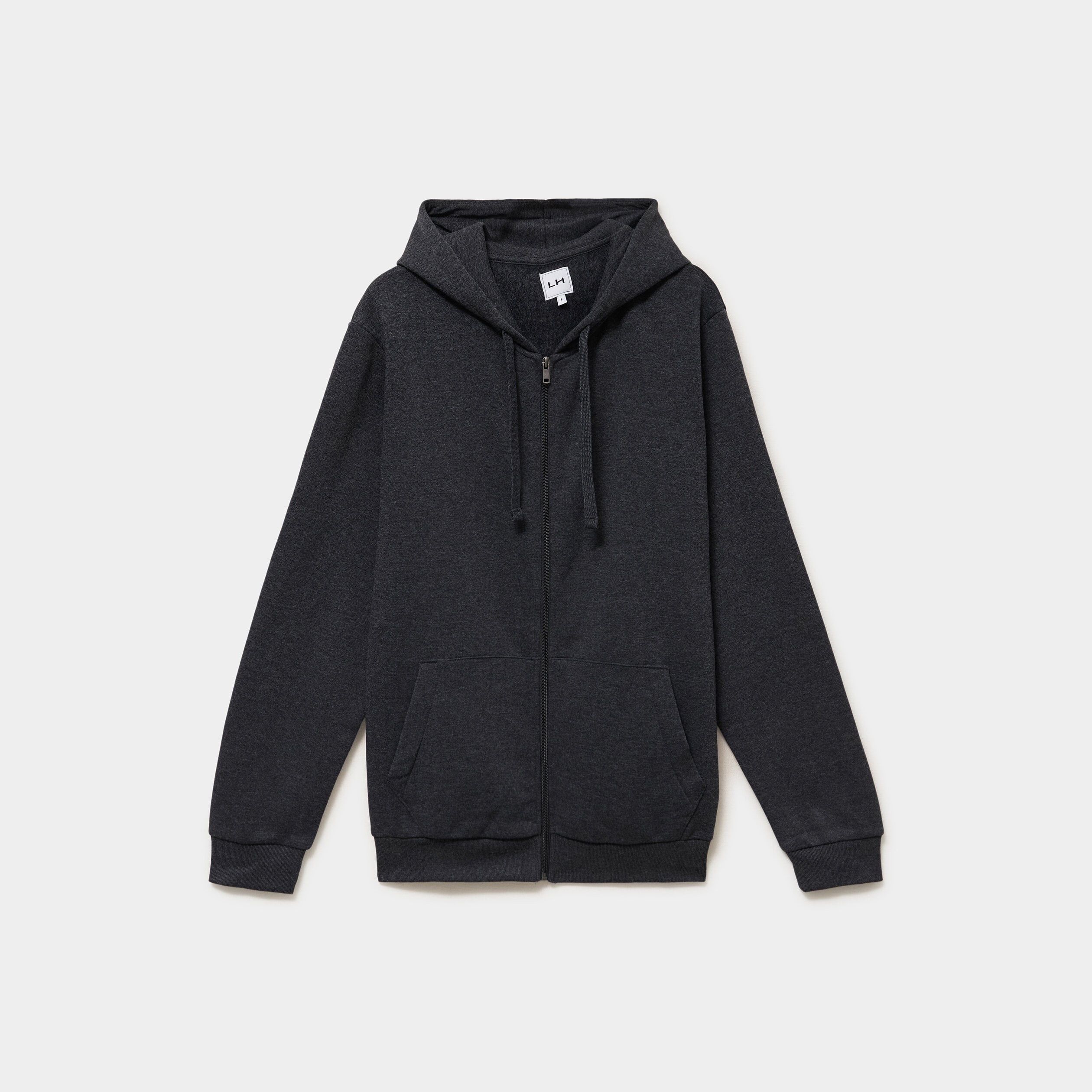 Sweat zipp&eacute; molleton &agrave; capuche gris fonc&eacute; homme