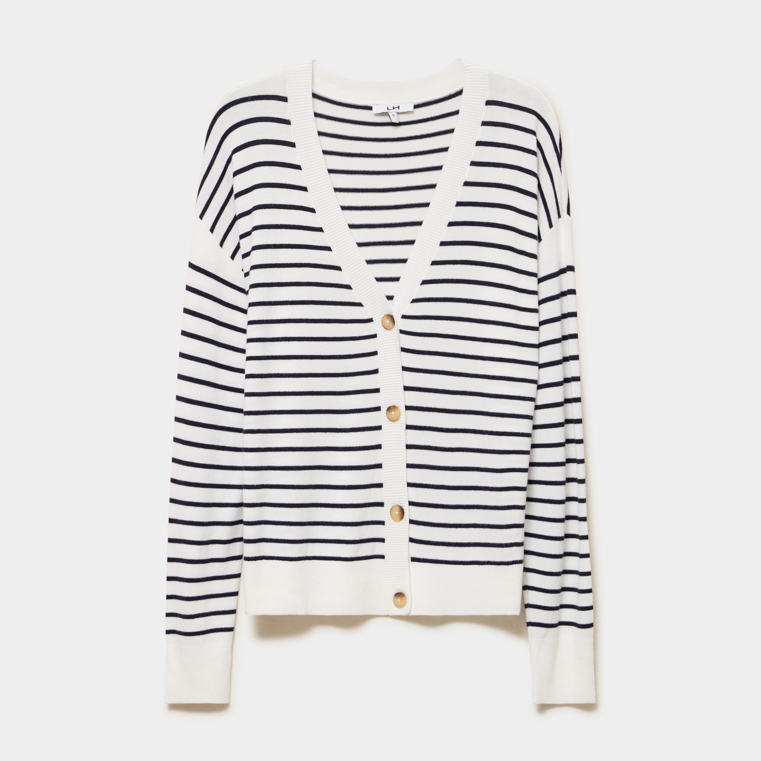 Gilet col en V boutonn&eacute; beige femme