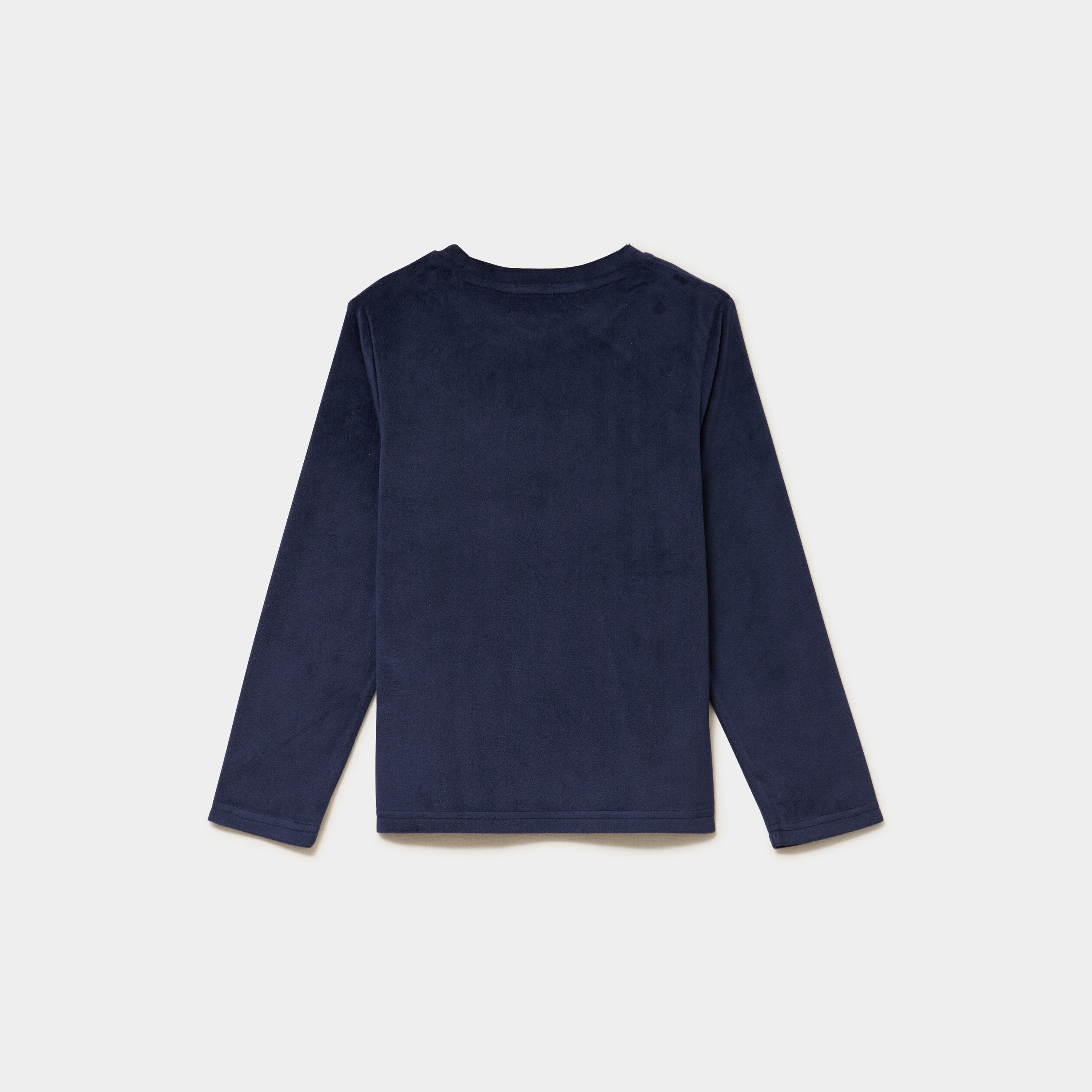 Ensemble pyjama t-shirt effet velours bleu marine gar&ccedil;on