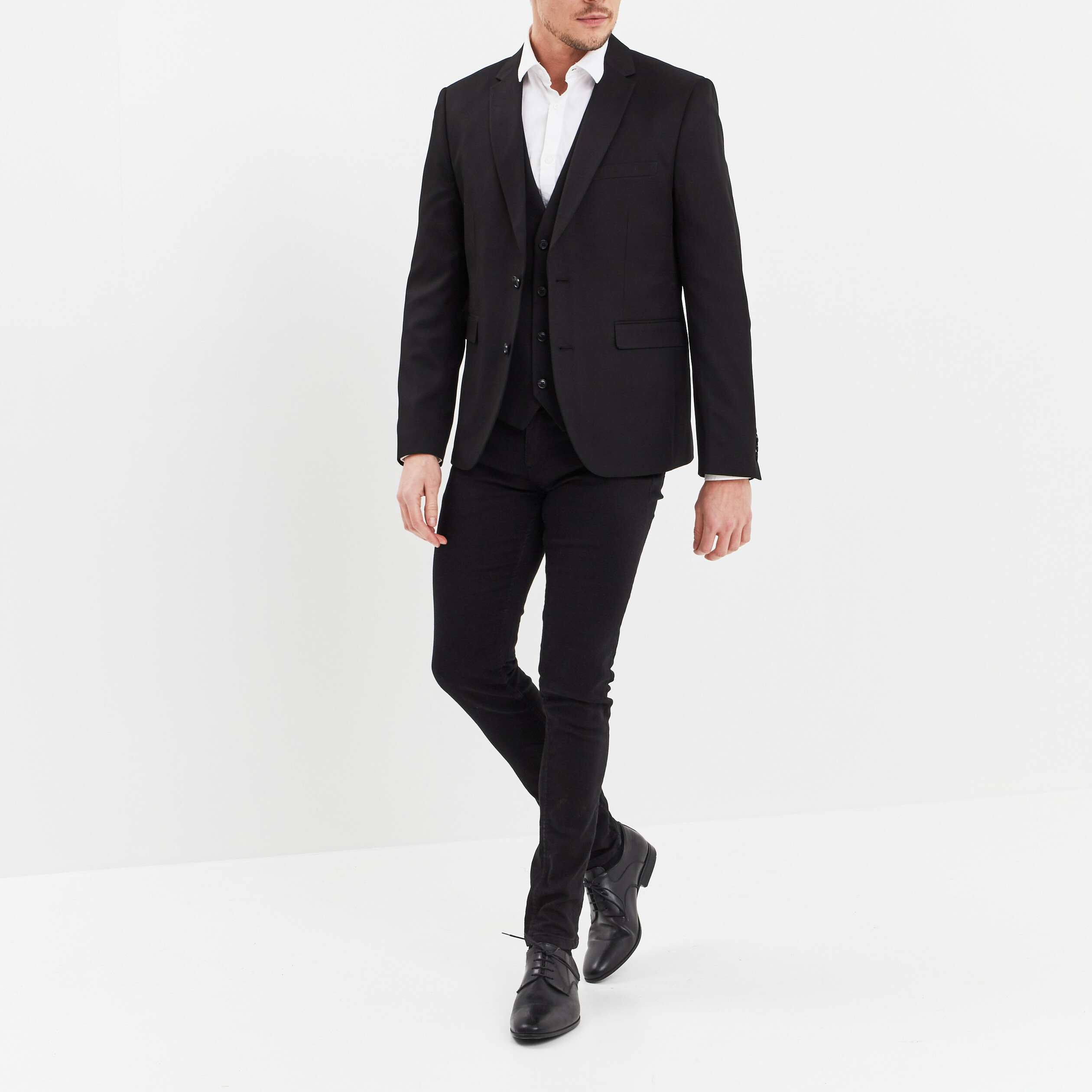 Veste de costume droite ajust&eacute;e noir homme