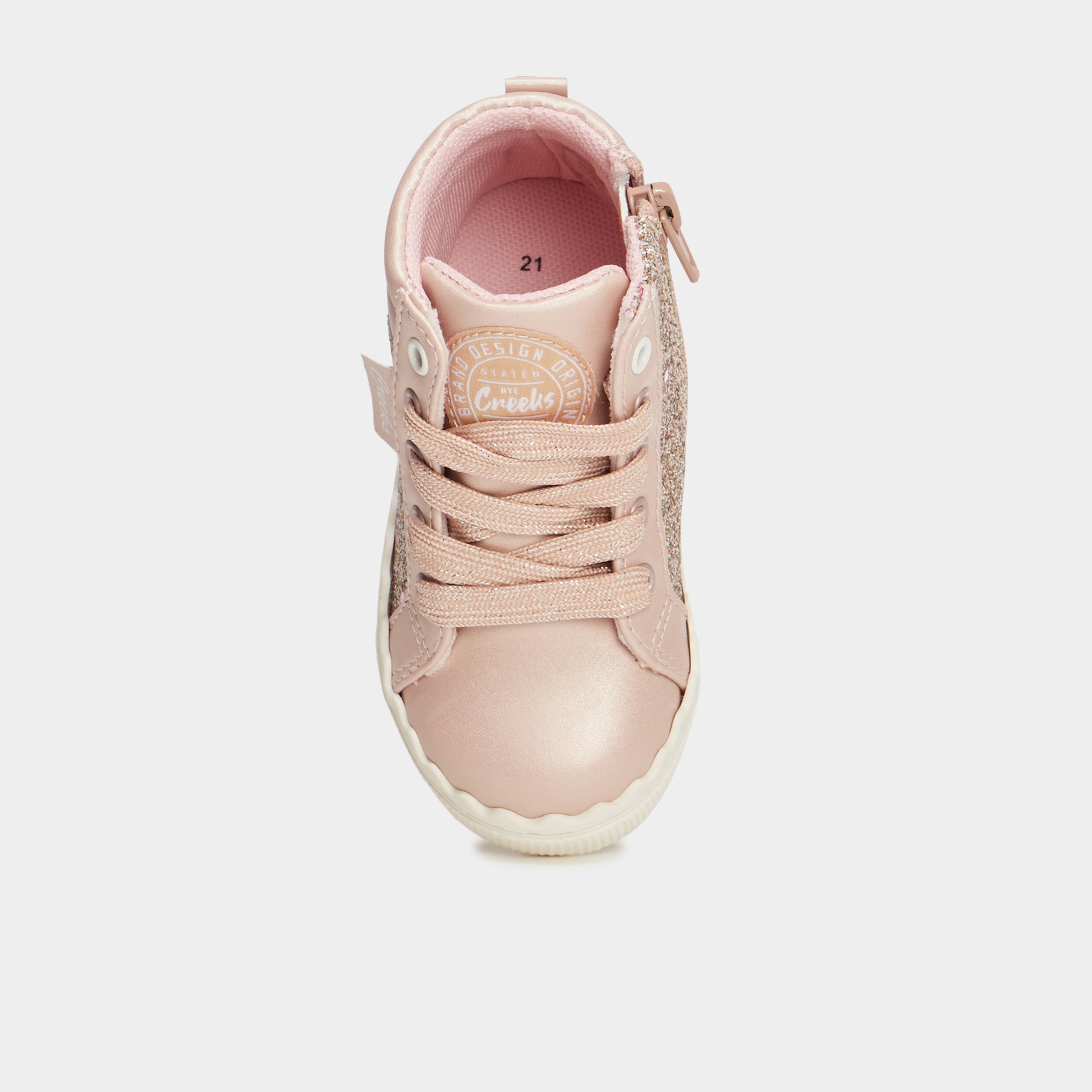 Baskets montantes zipp&eacute;es rose clair b&eacute;b&eacute; fille