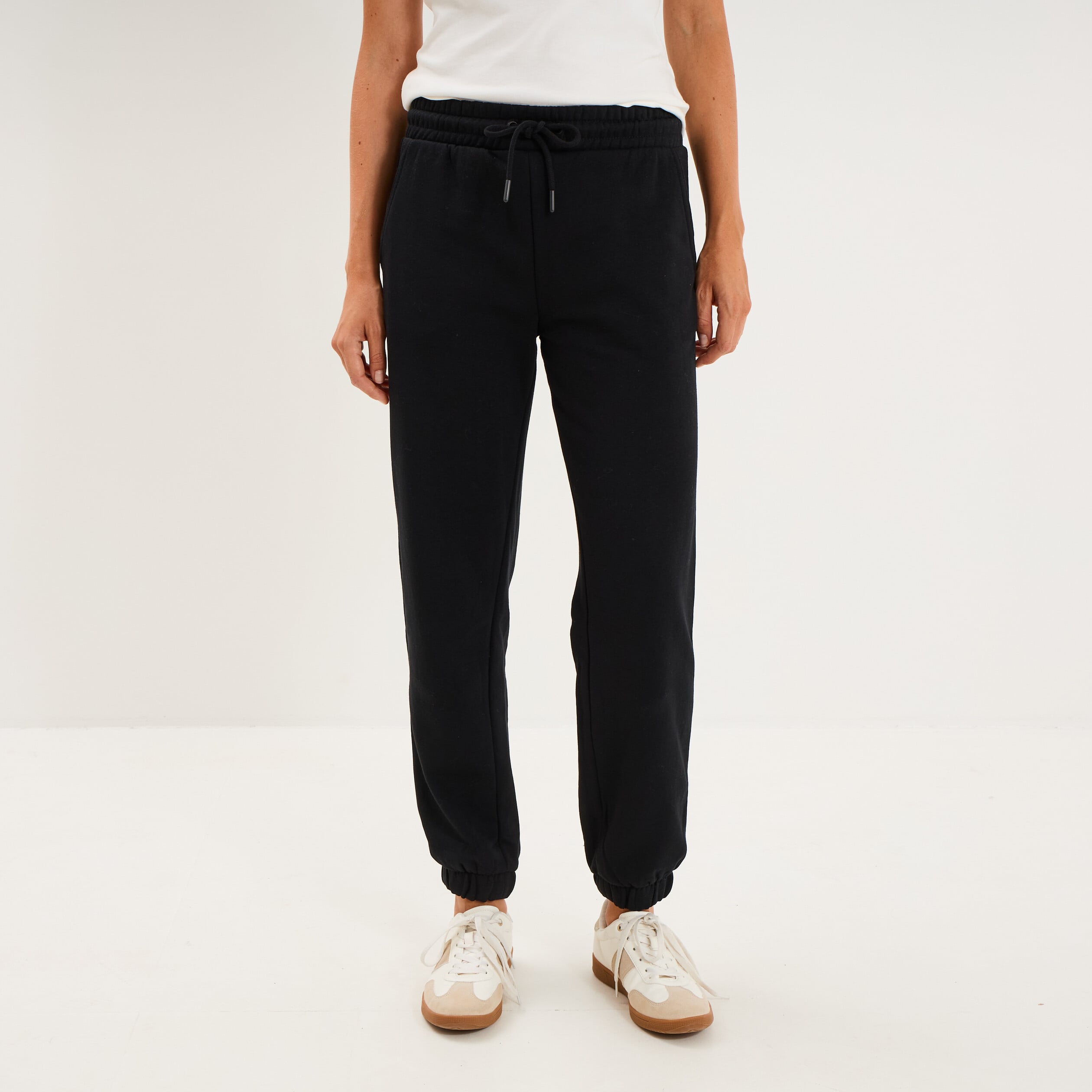 Pantalon de jogging molletonn&eacute; noir femme