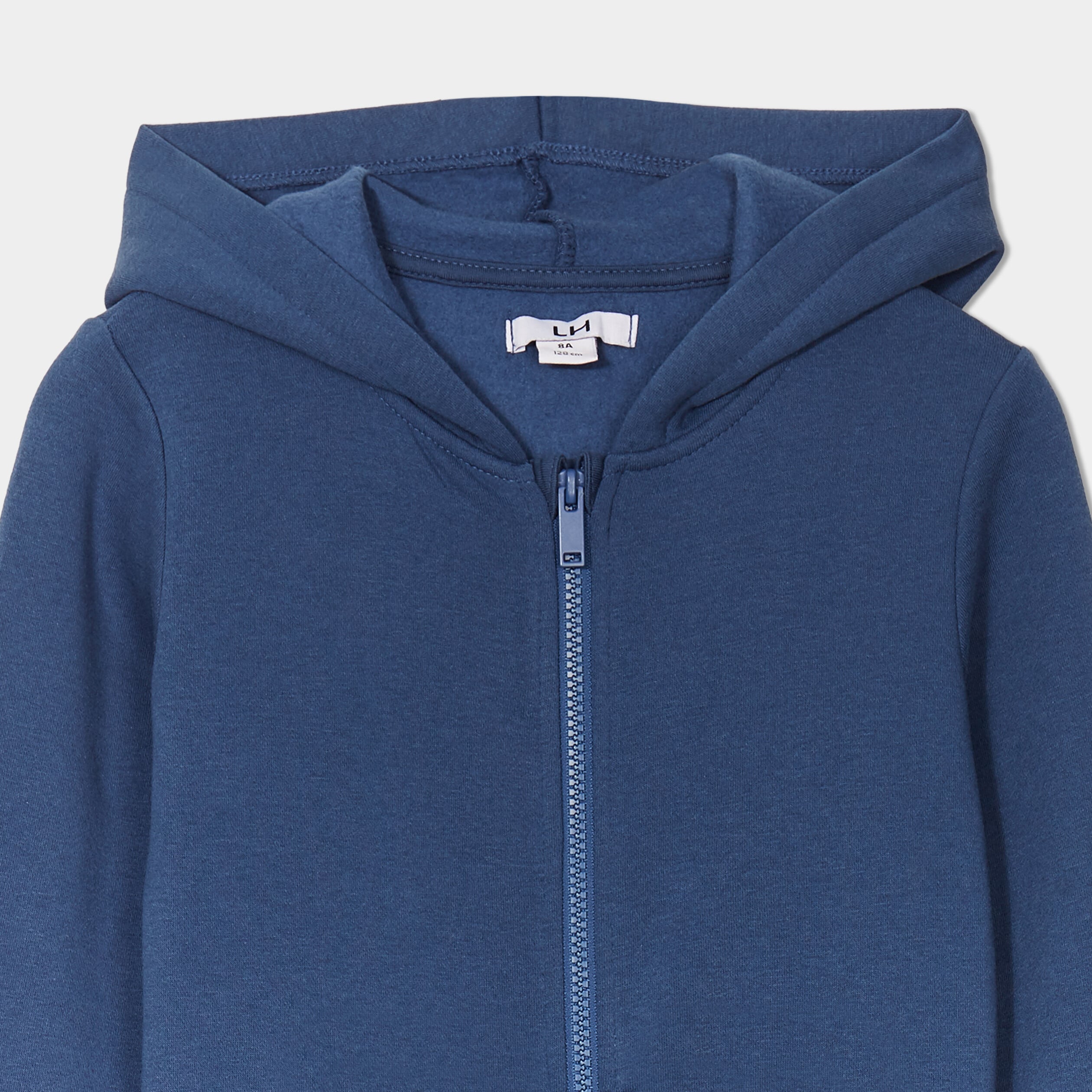 Sweat zipp&eacute; &agrave; capuche molleton bleu fonc&eacute; gar&ccedil;on