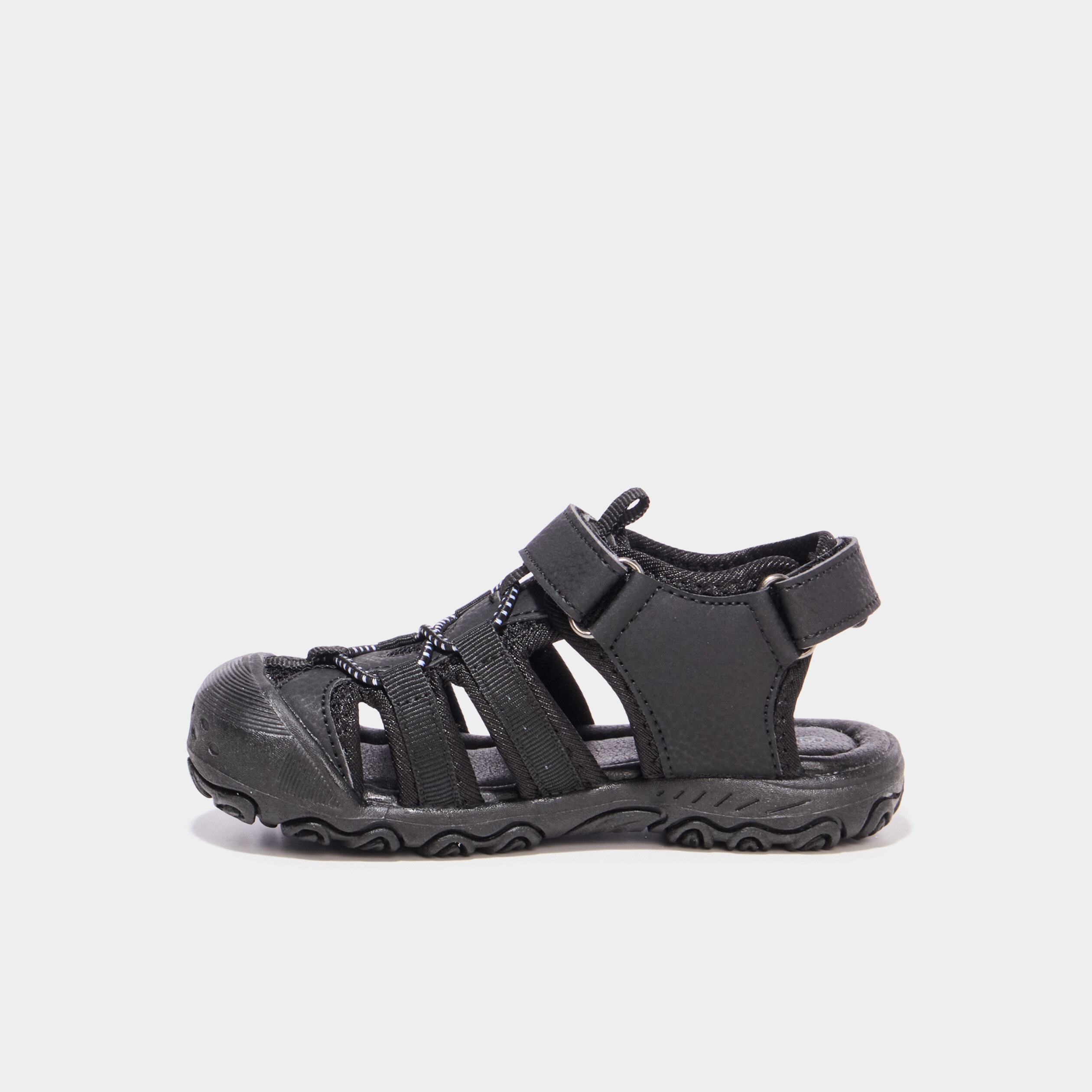 Sandales &agrave; scratchs avec bout renforc&eacute; noir gar&ccedil;on